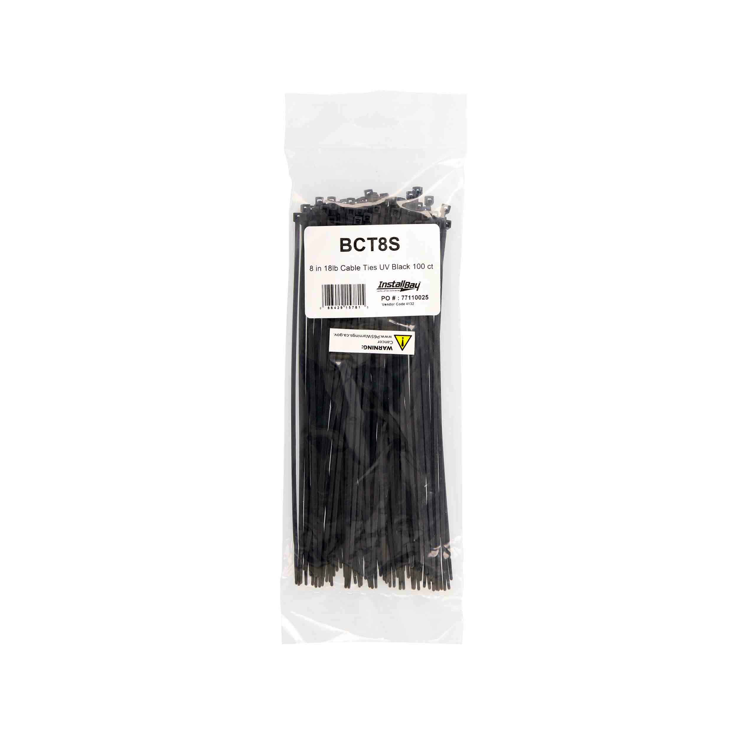 8-INCH THIN CABLE ZIP TIES, BLACK (100 PACK)