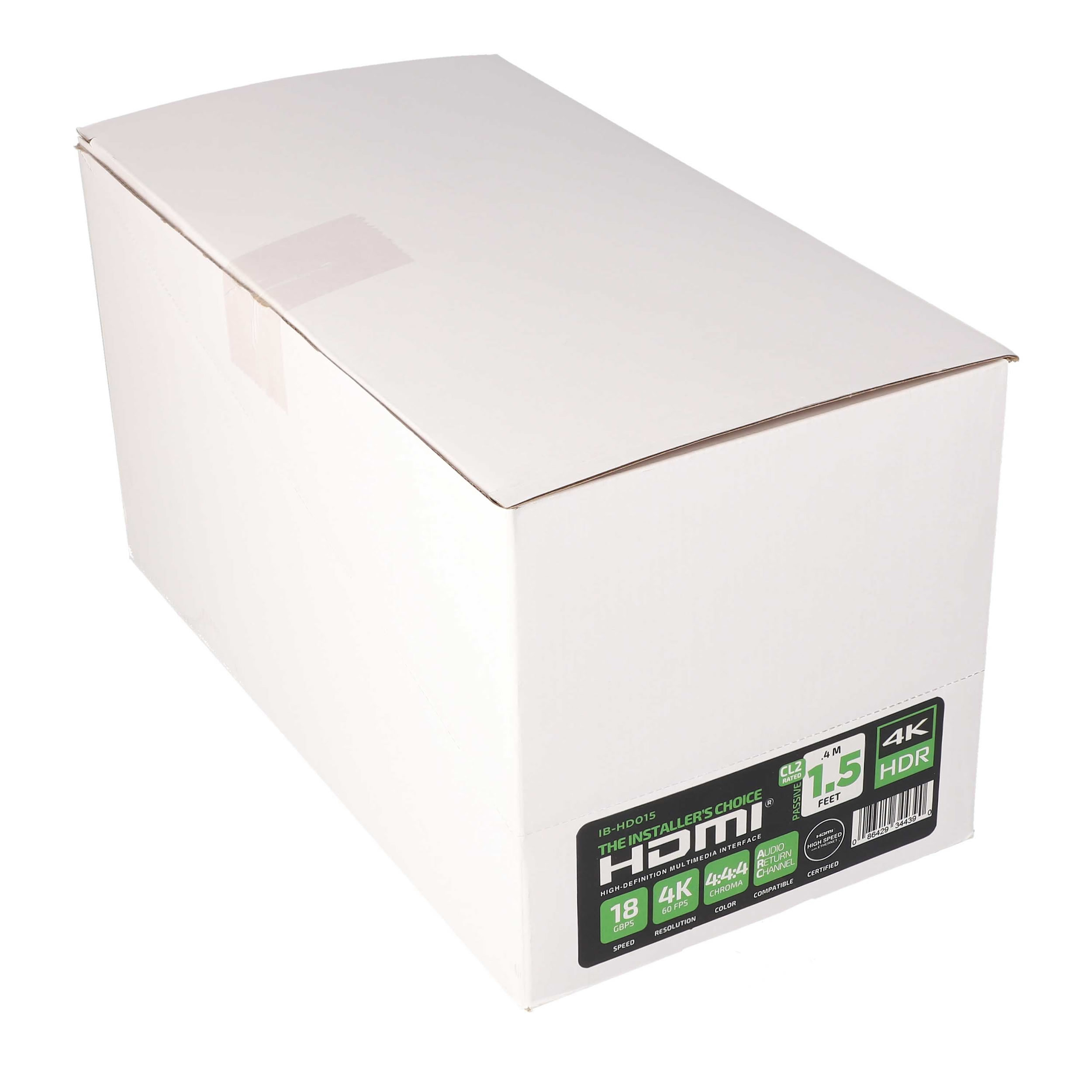 1.5FT HDMI CABLE 18GBPS HIGH SPEED, ARC/EARC - 50PK SHELF BOX