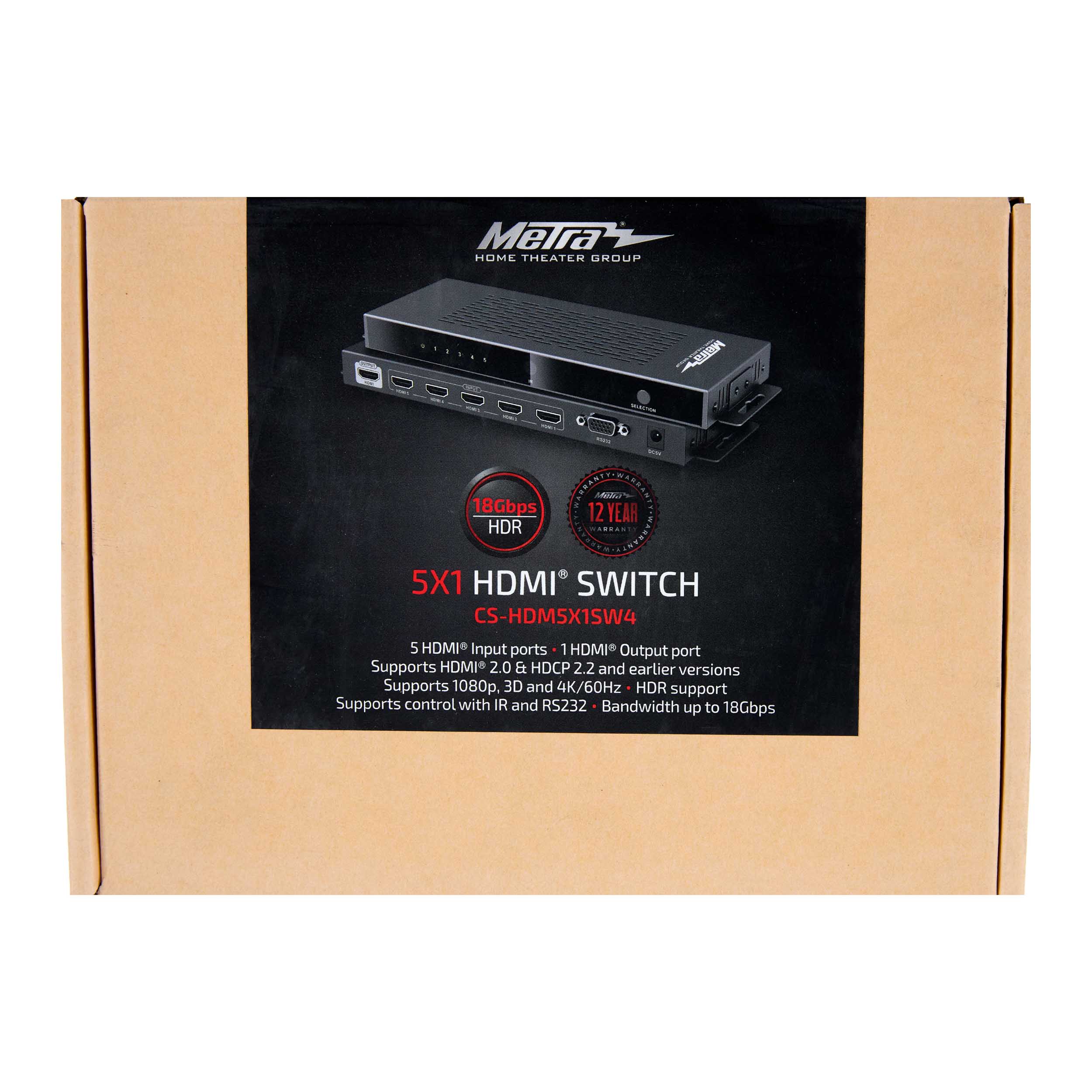 5-INPUT 1-OUTPUT HDMI 2.0 & HDCP 2.2 SWITCH, IR & RS232, 18 GBPS
