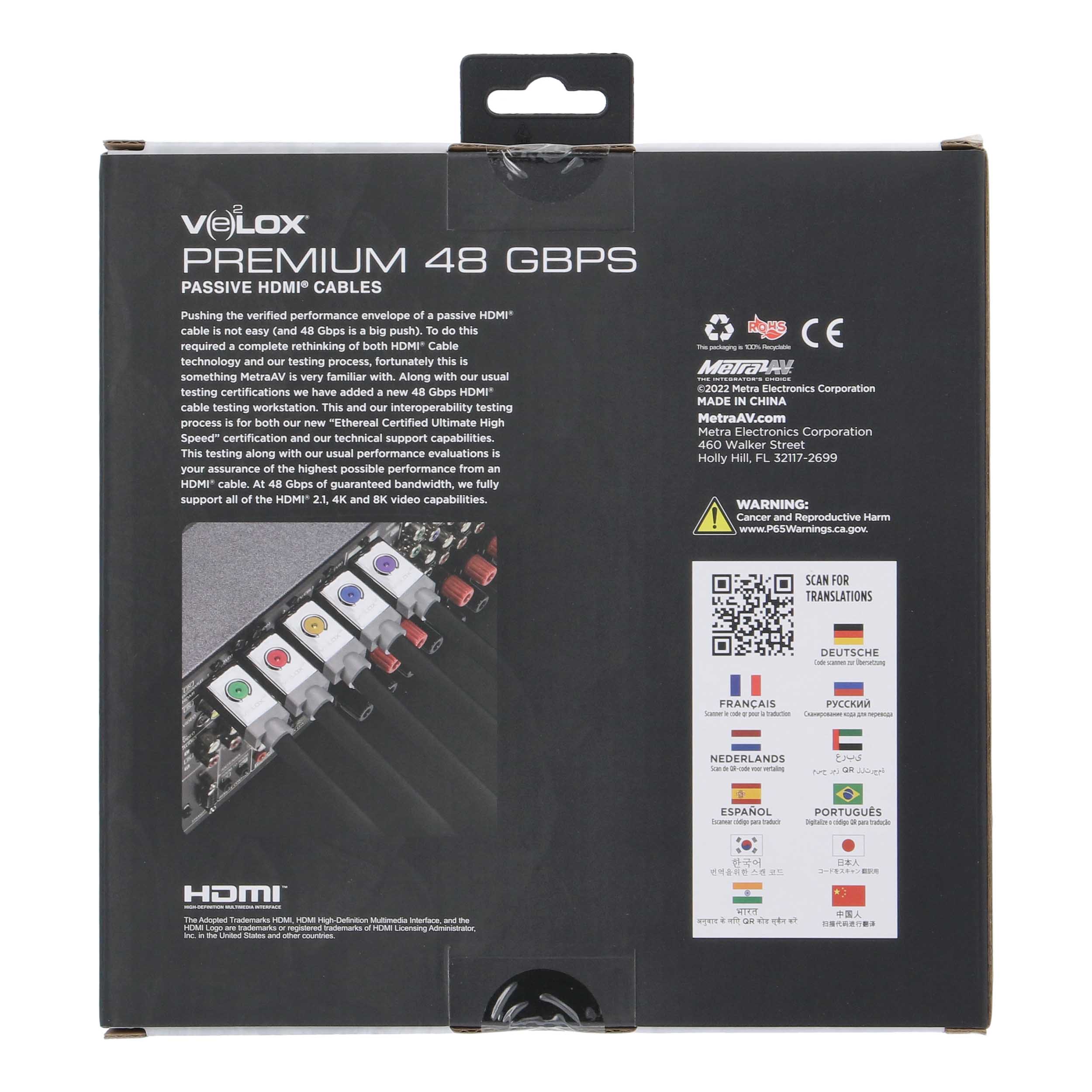 8M VELOX PASSIVE HDMI CABLE 24AWG 48G