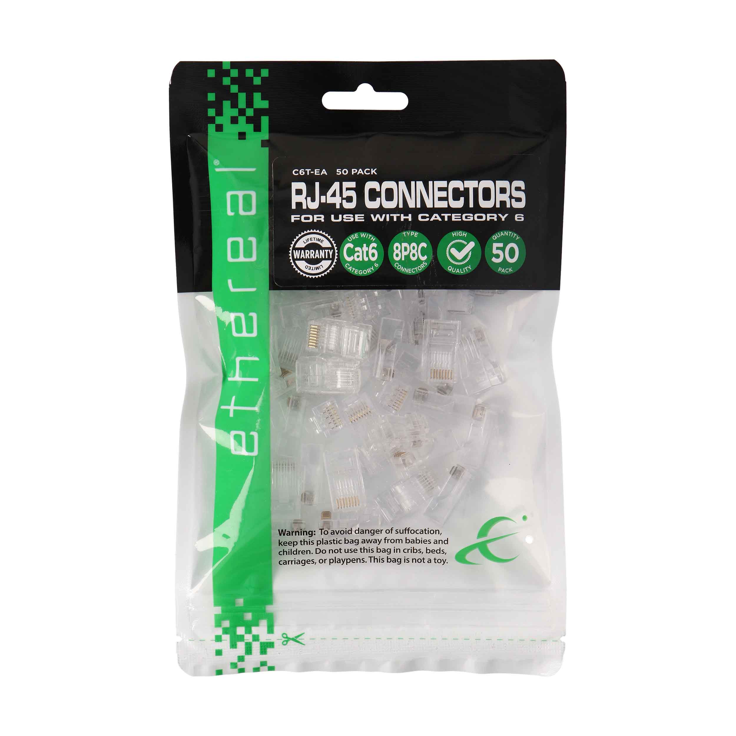 CAT6 8P8C RJ45 CRIMP CONNECTOR PLUGS (50 PACK)