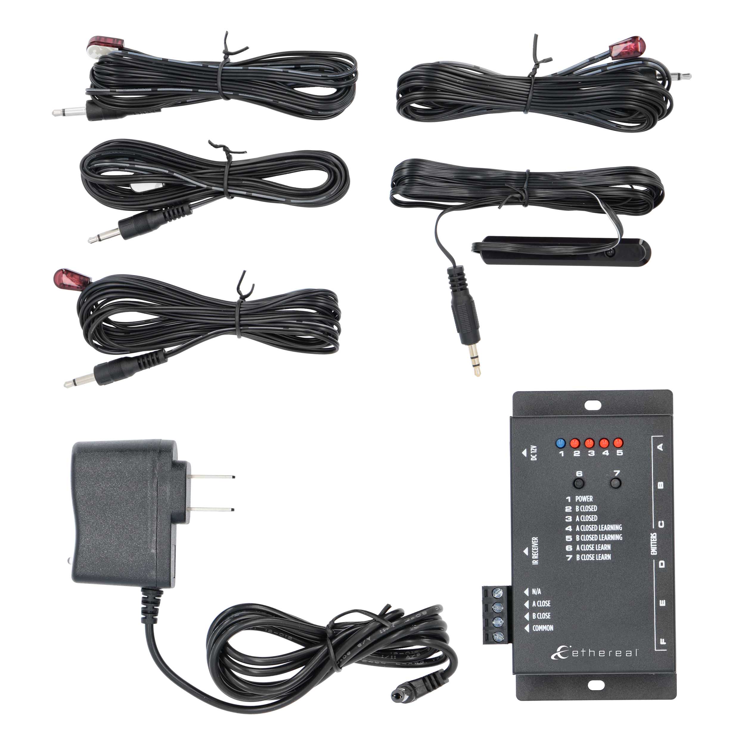 IR REPEATER KIT, 1 RECEIVER & 4 EMITTERS US, WITH CONTACT CLOSURE