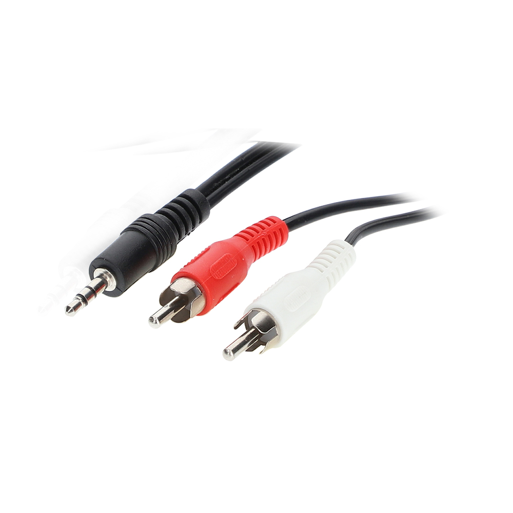 3.5MM STEREO MALE TO 2 RCA MALE AUDIO Y ADAPTER CABLE, 3FT