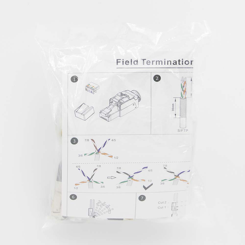 CAT6A TOOL FREE RJ45 FIELD TERMINATION PLUGS, 10GBASET (10 PACK)