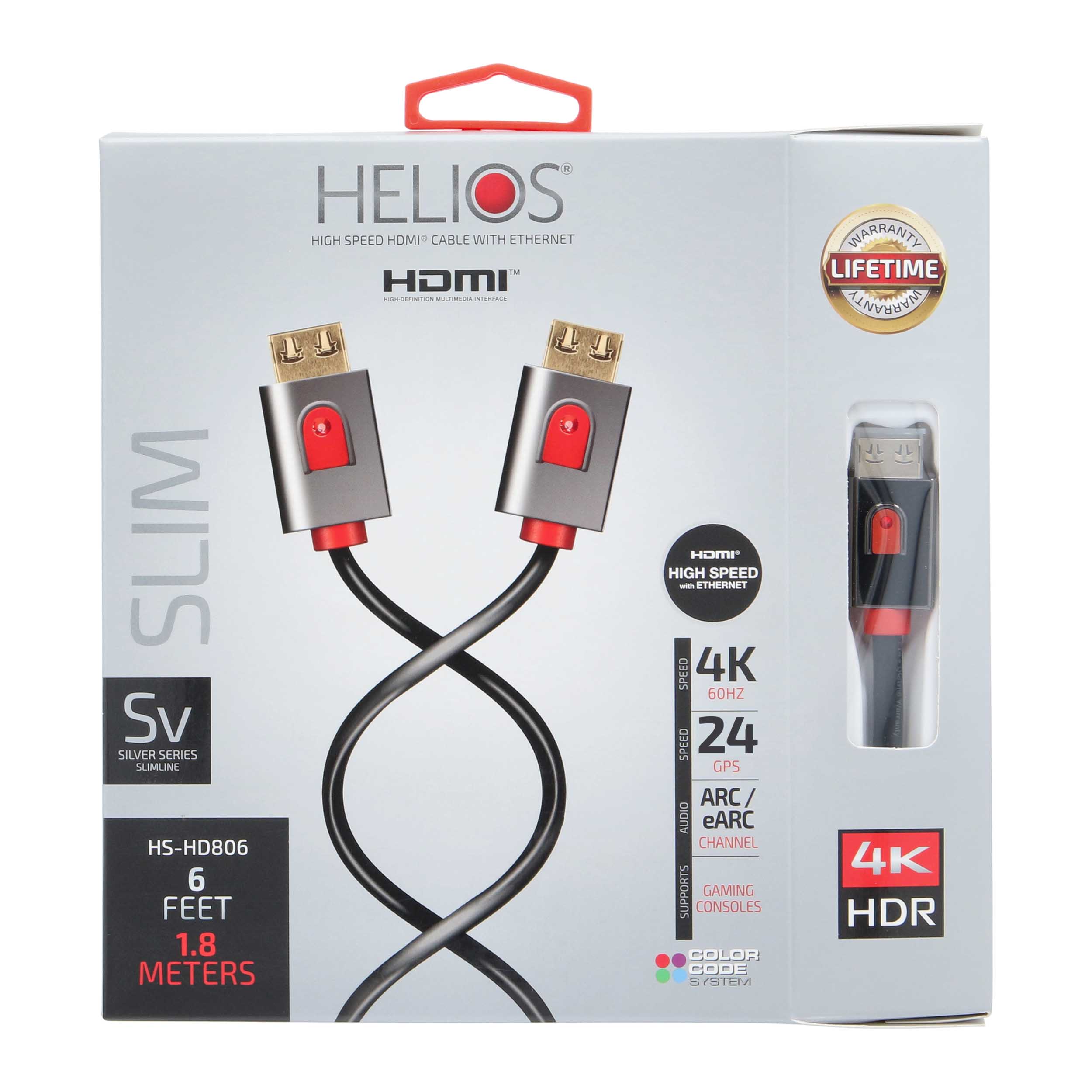 6FT SILVER SERIES HDMI CABLE 24GBPS HIGH SPEED, ARC/EARC, GRIP-LOX CONNECTOR