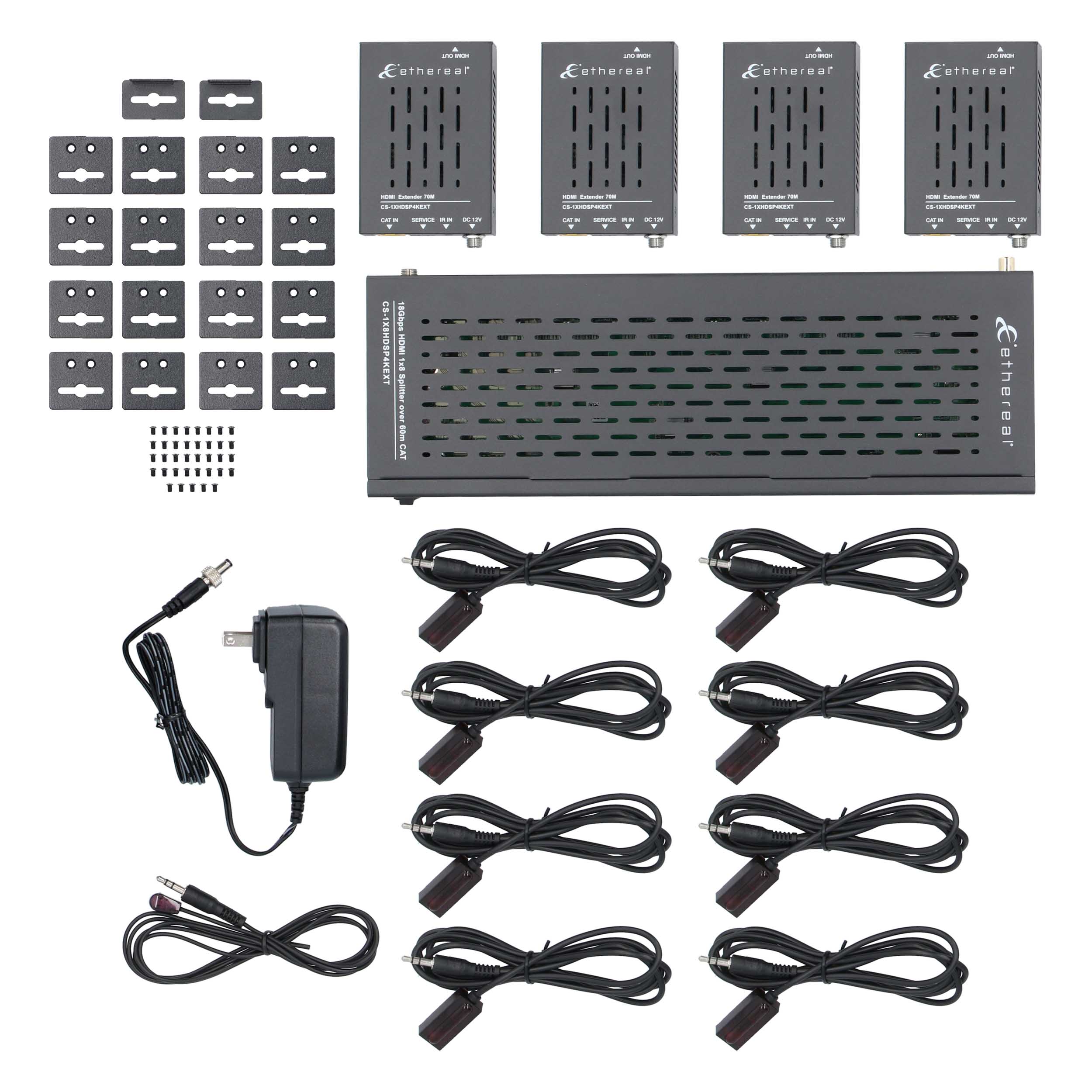 1X8 HDMI SPLITTER EXTENDER OVER CAT, IR PB, 18GBPS