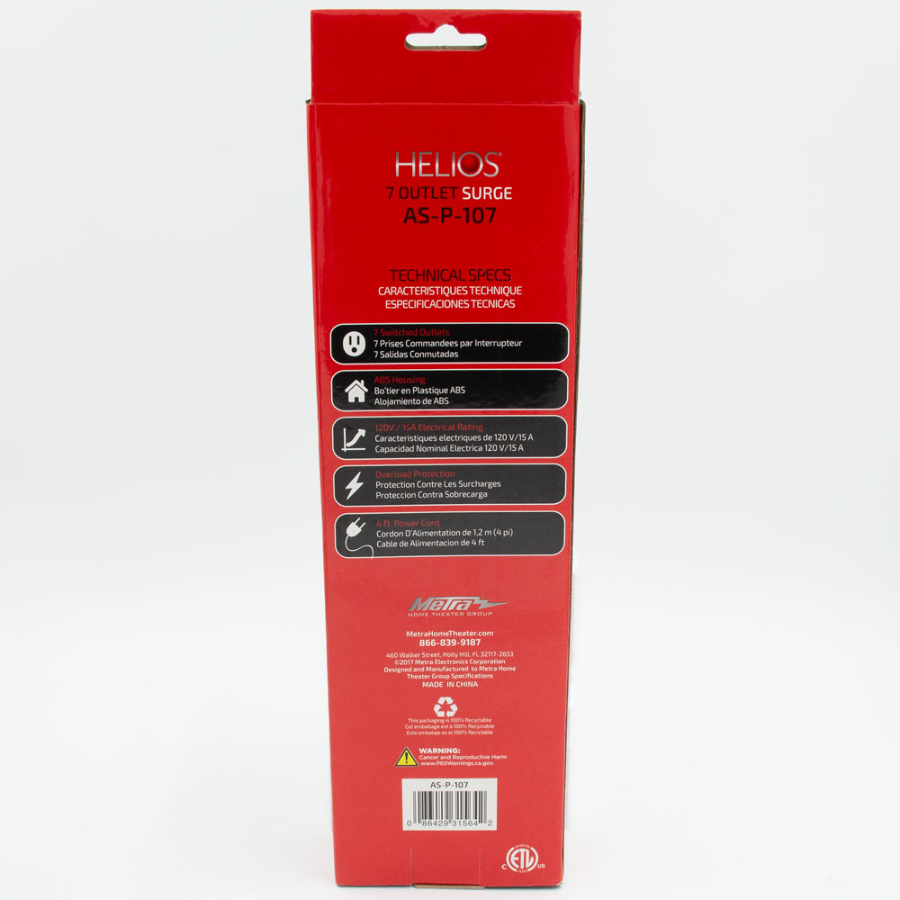 7-OUTLET 900J SURGE PROTECTOR POWER STRIP, 4FT (BLACK)