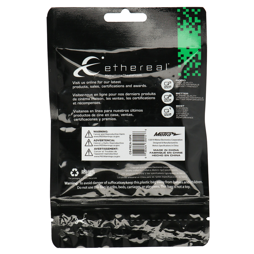 F-TYPE FEMALE TO RCA MALE COAXIAL CABLE ADAPTER (10 PACK)