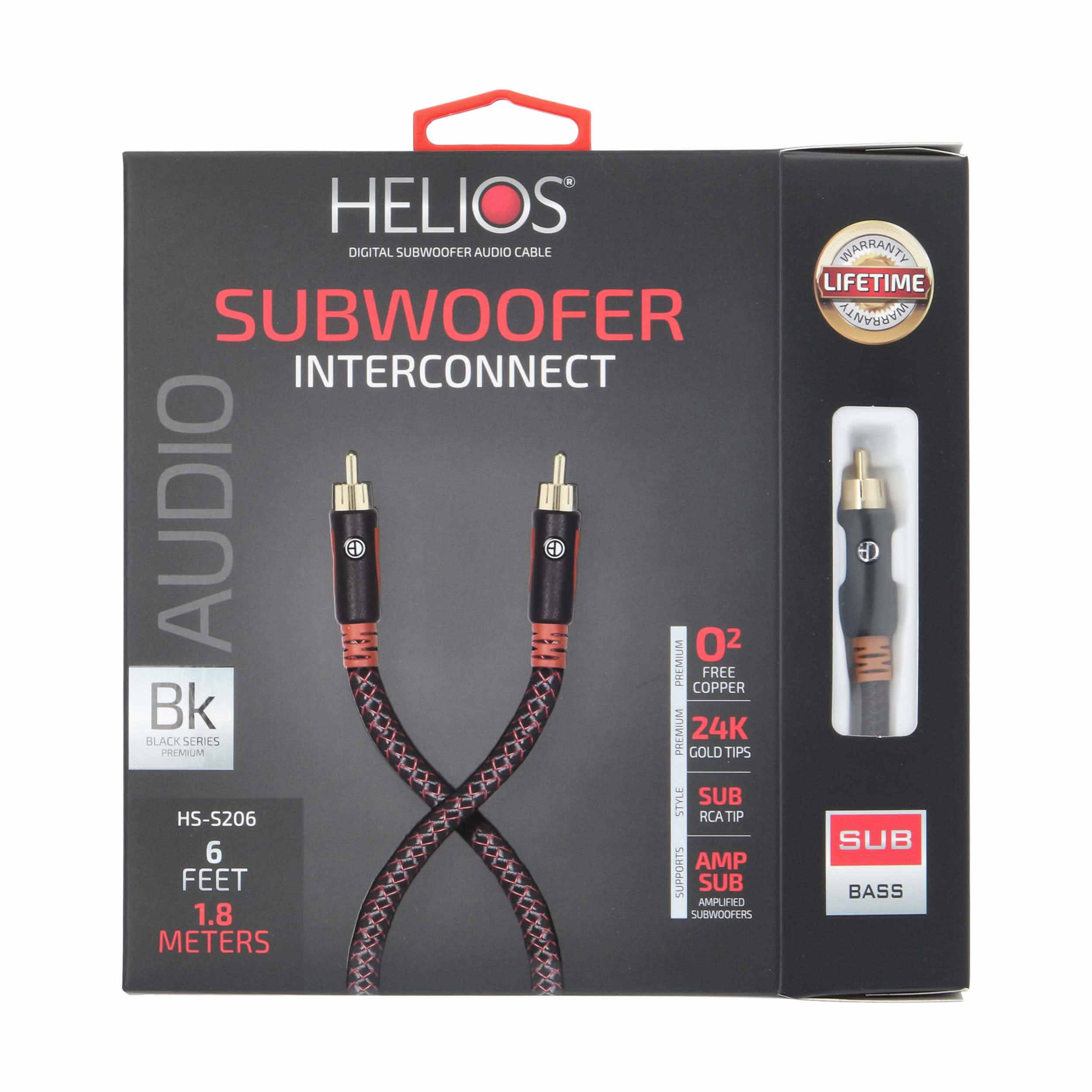 6FT BLACK SERIES SUBWOOFER AUDIO CABLE BRAIDED JACKET
