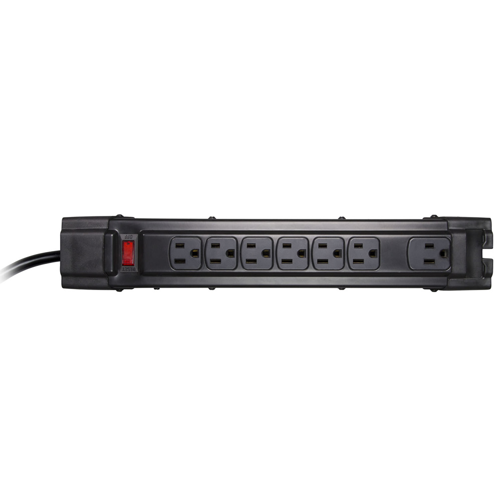 7-OUTLET 900J SURGE PROTECTOR POWER STRIP, STRAIGHT PLUG, 6FT (BLACK)