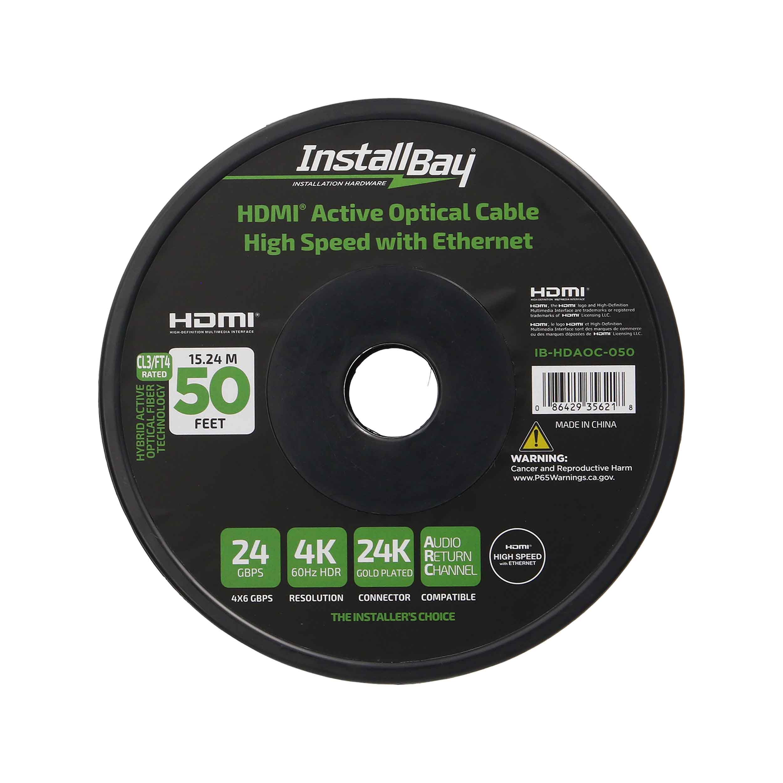 Install Bay Fiber High Speed HDMI(R) Cable With Ethernet, 4K, 24 Gbps