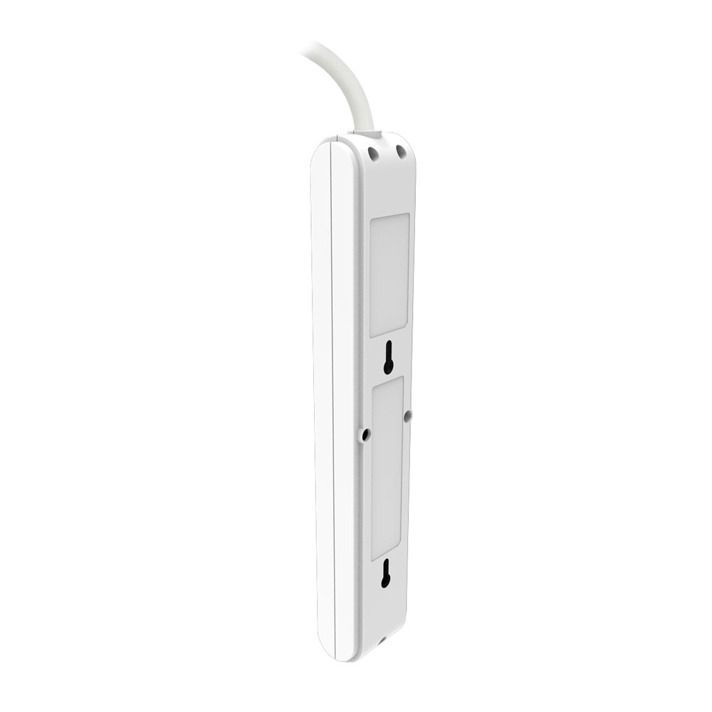 4-OUTLET 450J SURGE PROTECTOR POWER STRIP WITH 2 USB 2.1A, RIGHT ANGLE PLUG, 6FT (WHITE)