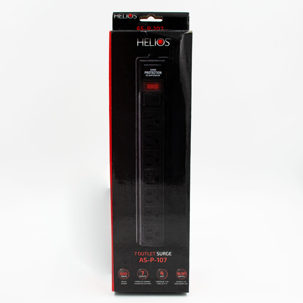 7-OUTLET 900J SURGE PROTECTOR POWER STRIP, 4FT (BLACK)