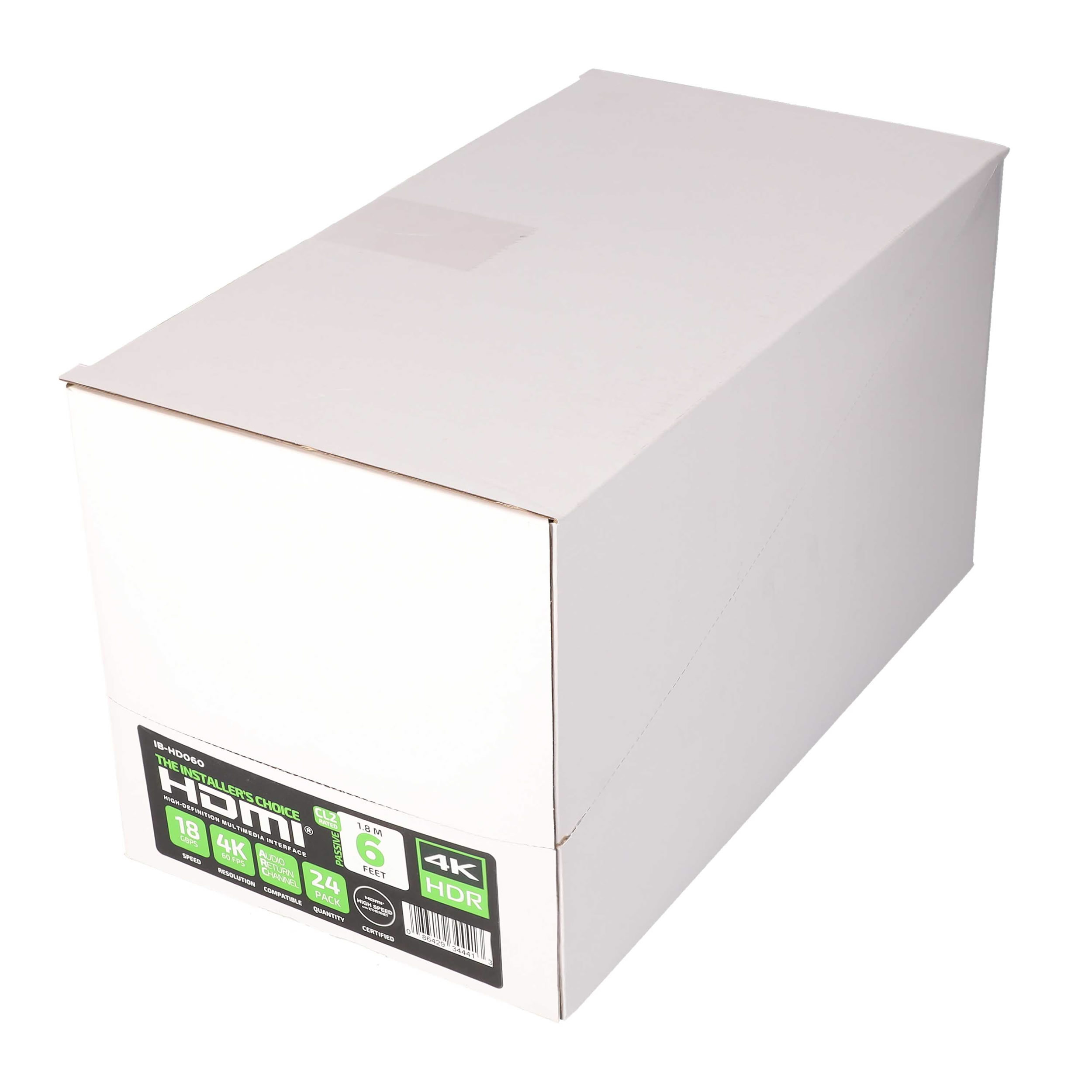 6FT HDMI CABLE 18GBPS HIGH SPEED, ARC/EARC, 24PK SHELF BOX