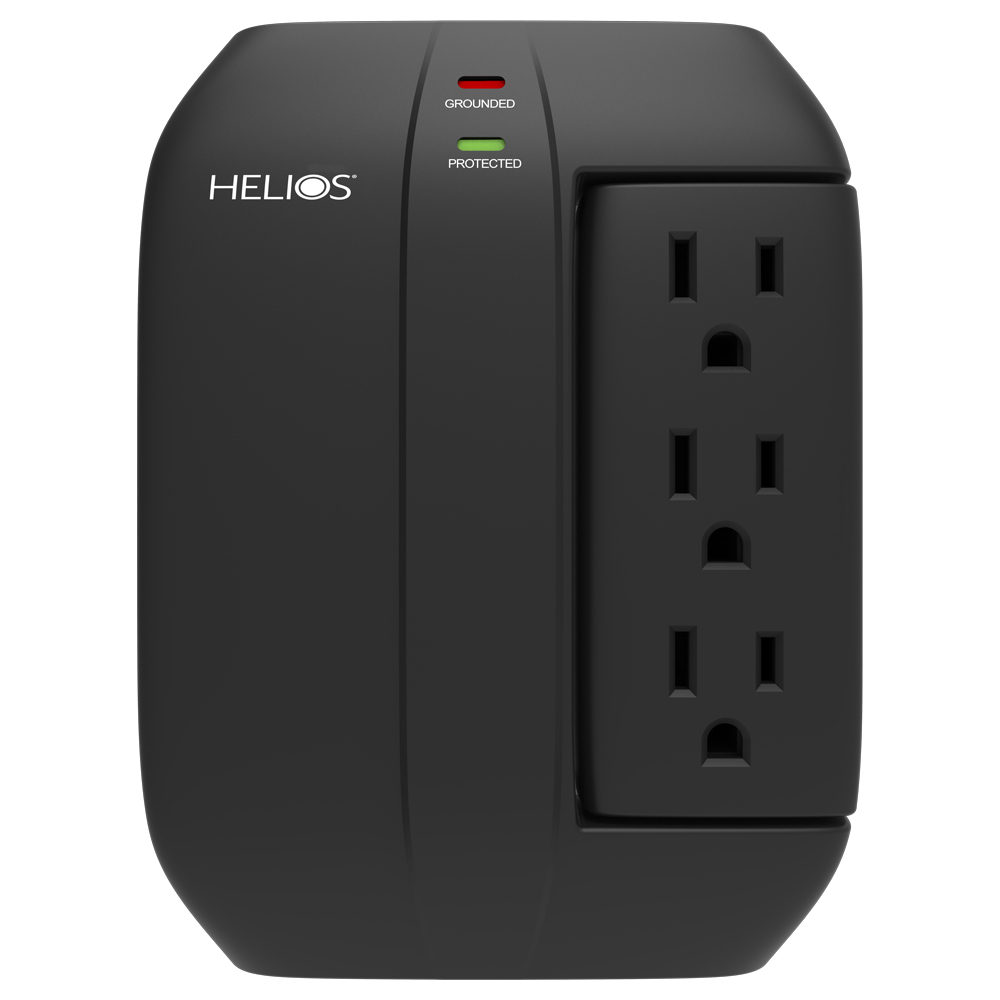 5-OUTLET 450J SURGE PROTECTOR WALL TAP WITH 2 USB 2.1A (BLACK)