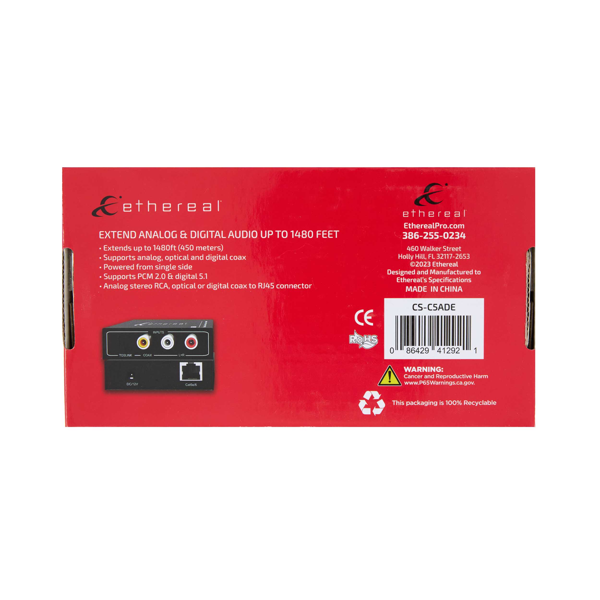 DIGITAL & ANALOG AUDIO EXTENDER, OPTICAL, COAX, RCA, CAT 5/6, 450M