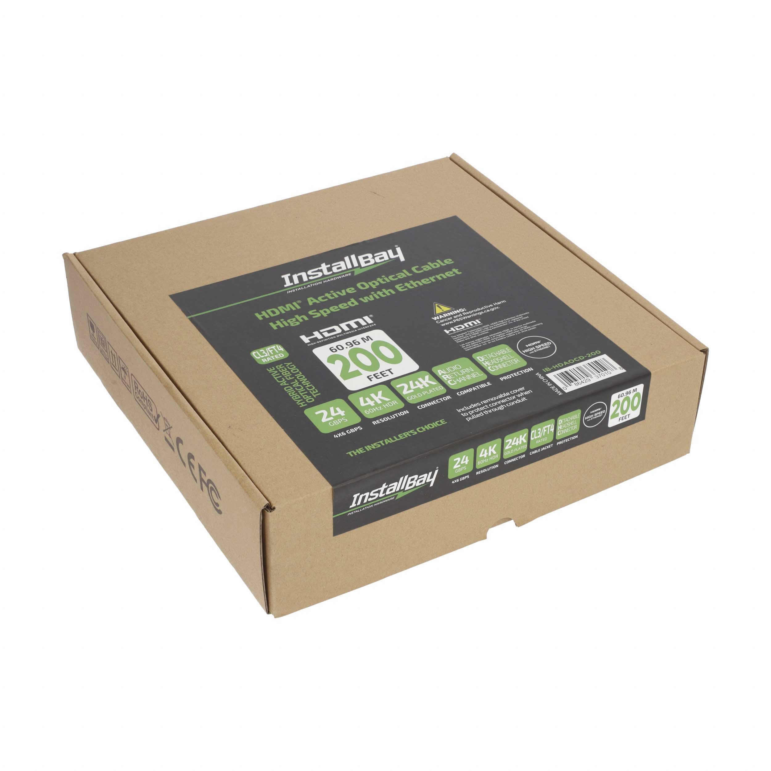 Install Bay Detachable Fiber High Speed HDMI(R) Cable With Ethernet, 4K, 24 Gbps