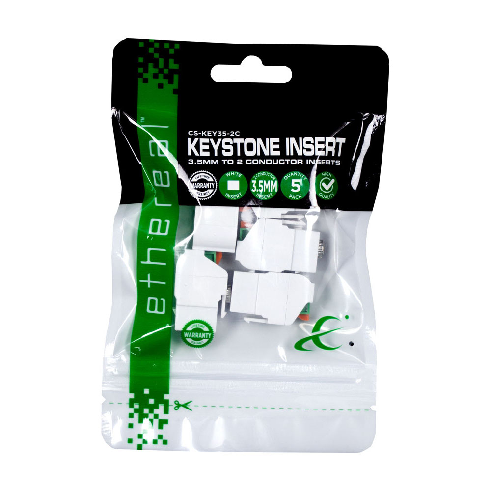 3.5MM 2-CONDUCTOR KEYSTONE ADAPTER INSERTS (5 PACK)