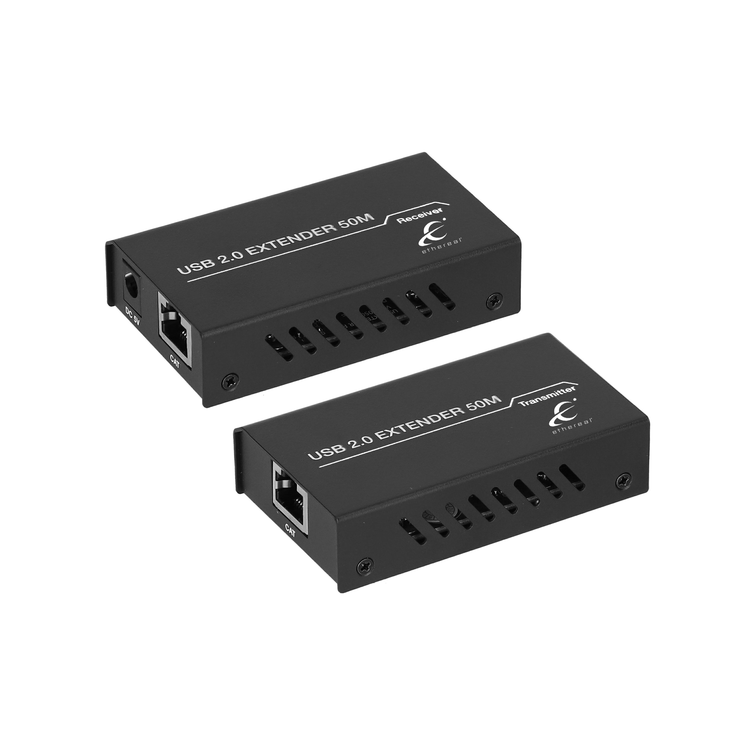 USB 2.0 EXTENDER OVER CAT5/6, TRANSMITTER & RECEIVER, 164FT