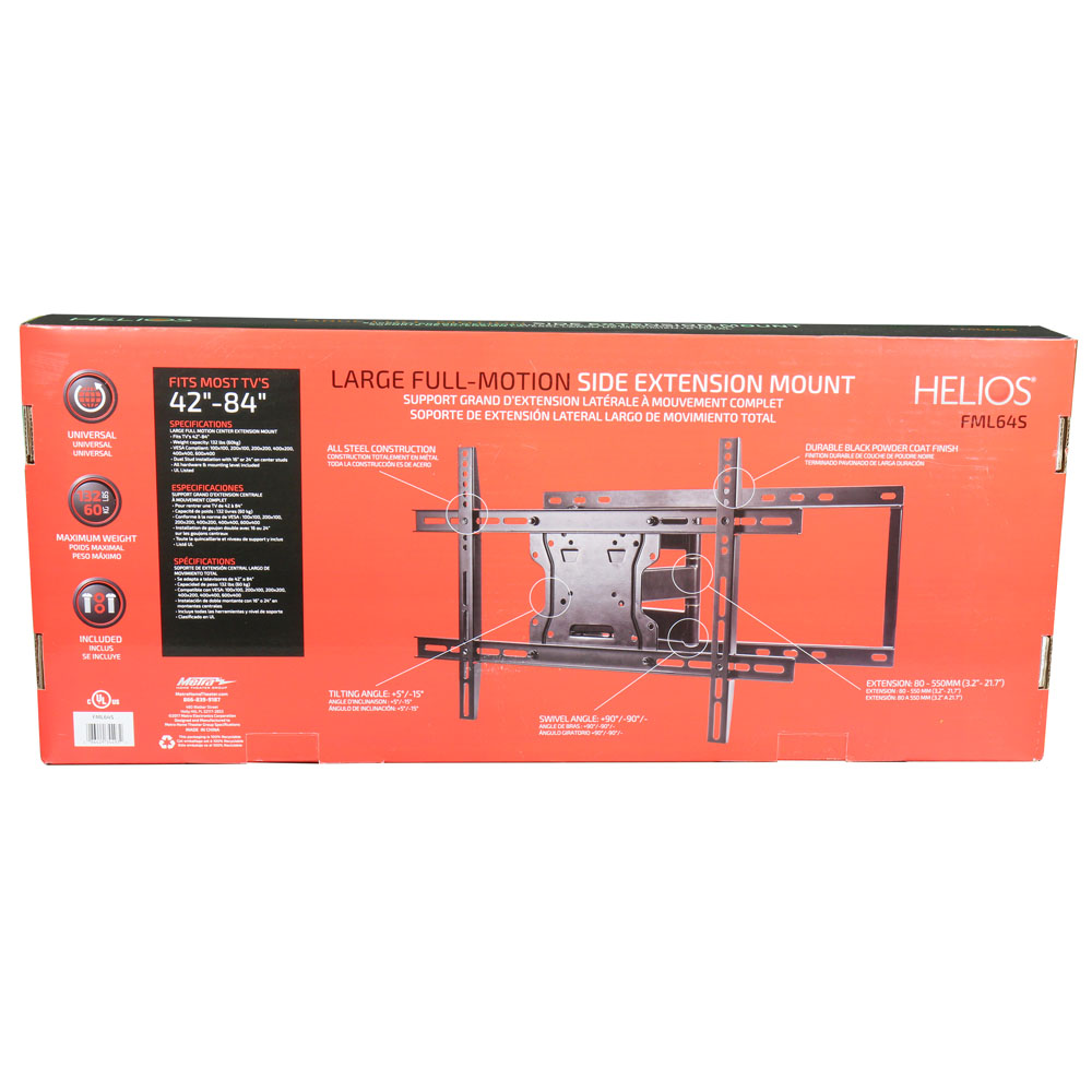 FULL MOTION TV WALL MOUNT, 100X100 - 600X400 VESA, 132LBS