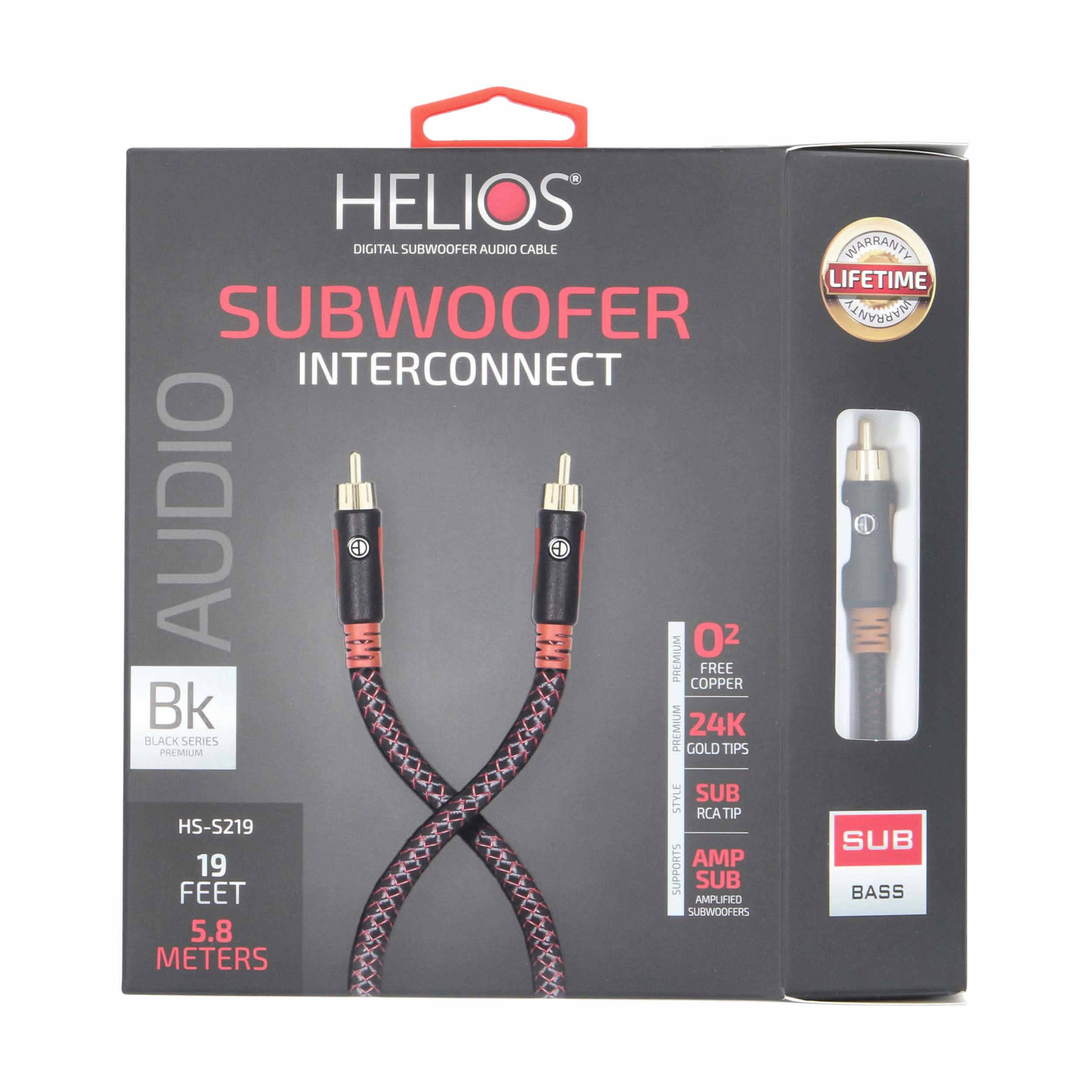 19FT BLACK SERIES SUBWOOFER AUDIO CABLE BRAIDED JACKET