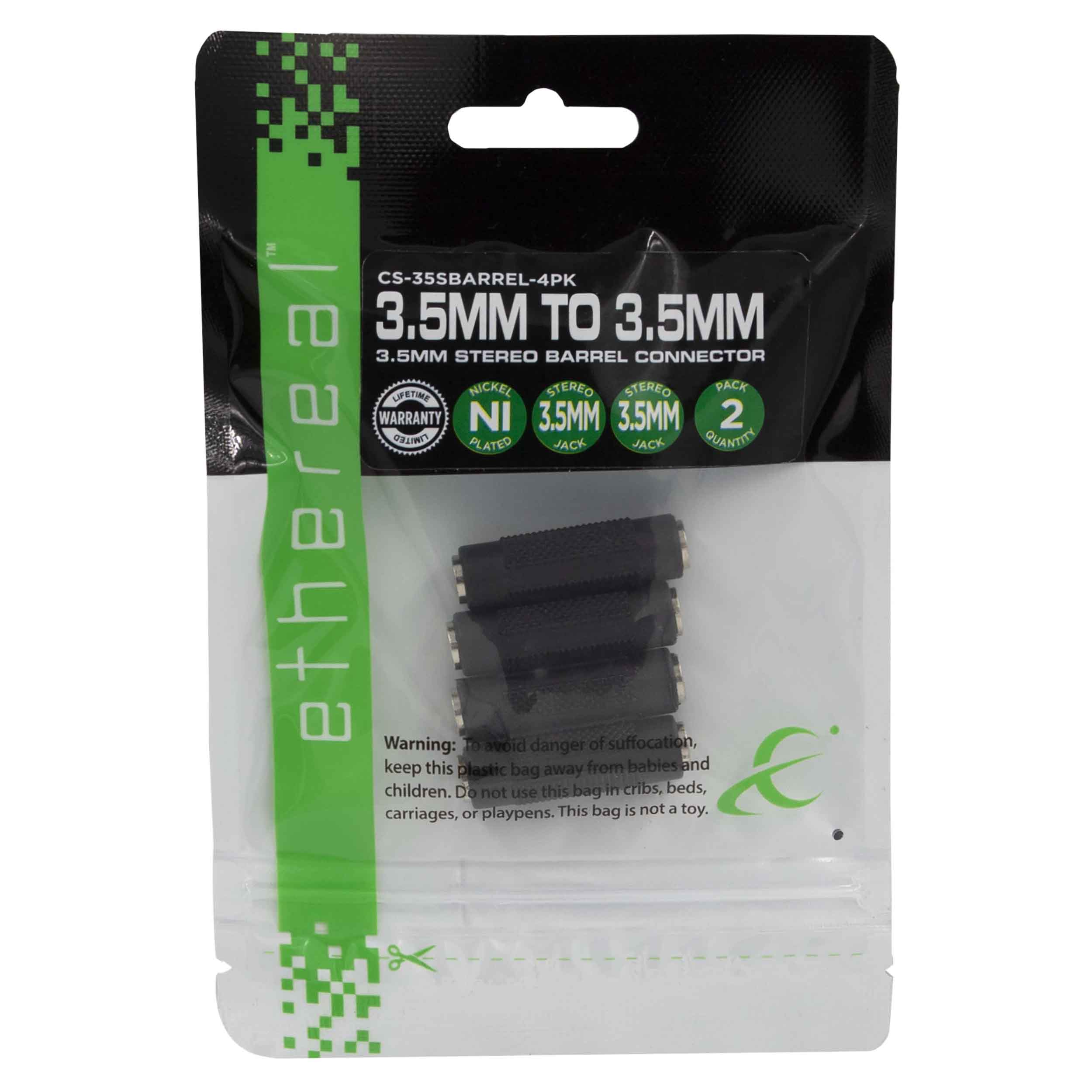 3.5MM STEREO BARREL CONNECTORS, FEMALE TO FEMALE COUPLERS (4 PACK)