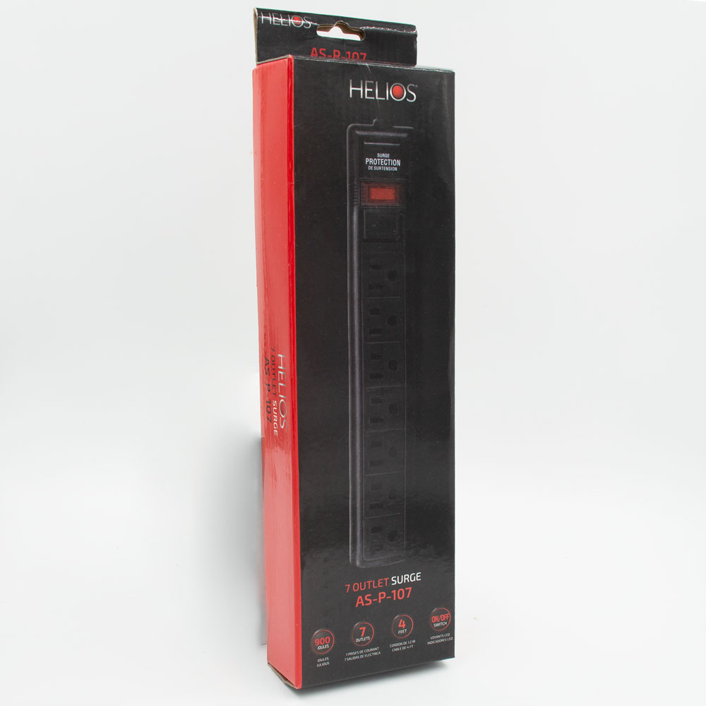 7-OUTLET 900J SURGE PROTECTOR POWER STRIP, 4FT (BLACK)