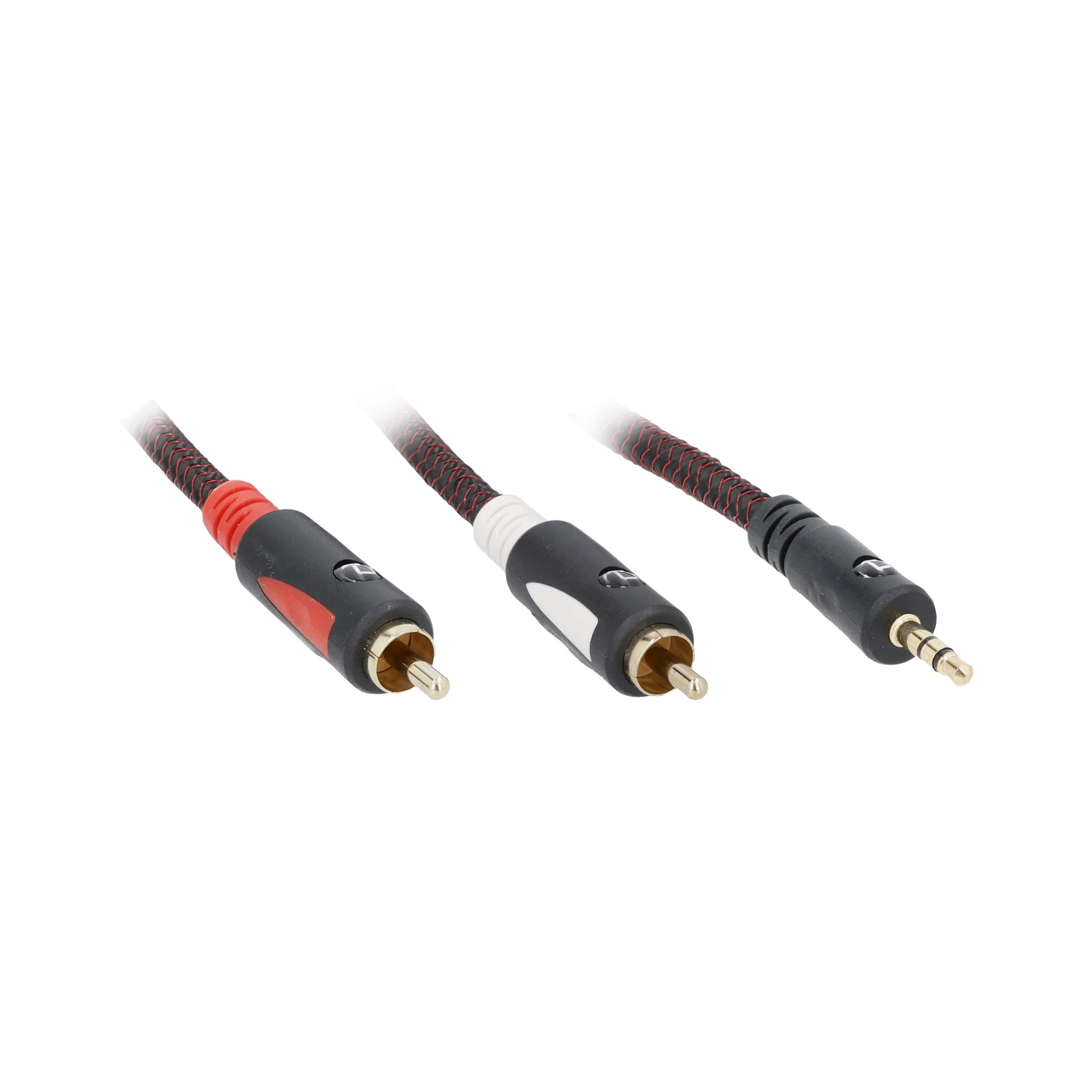 HELIOS BLACK SERIES 3.5MM STEREO JACK TO RCA AUDIO CABLE