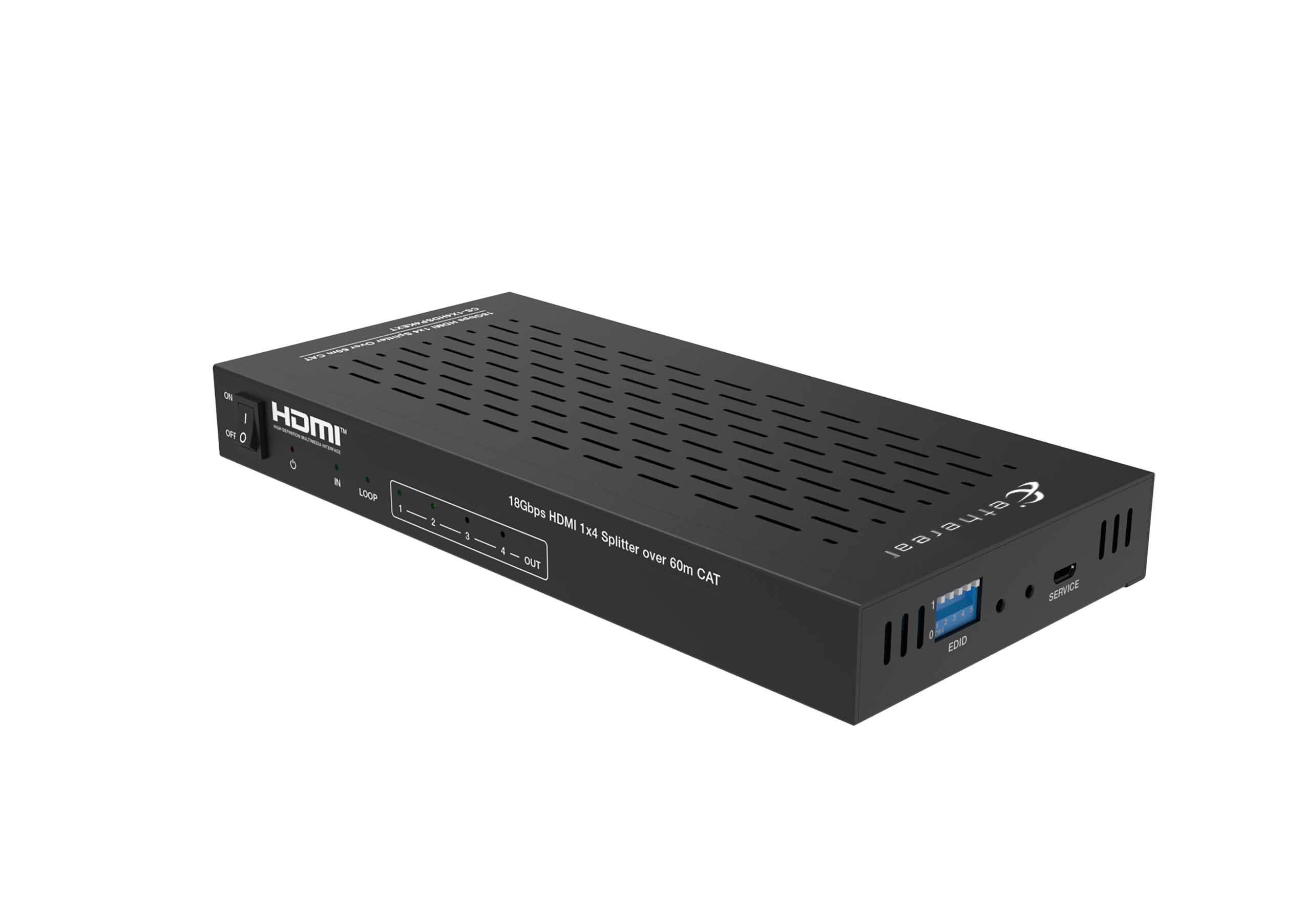 1X4 HDMI SPLITTER EXTENDER OVER CAT, IR PB, 18 GBPS