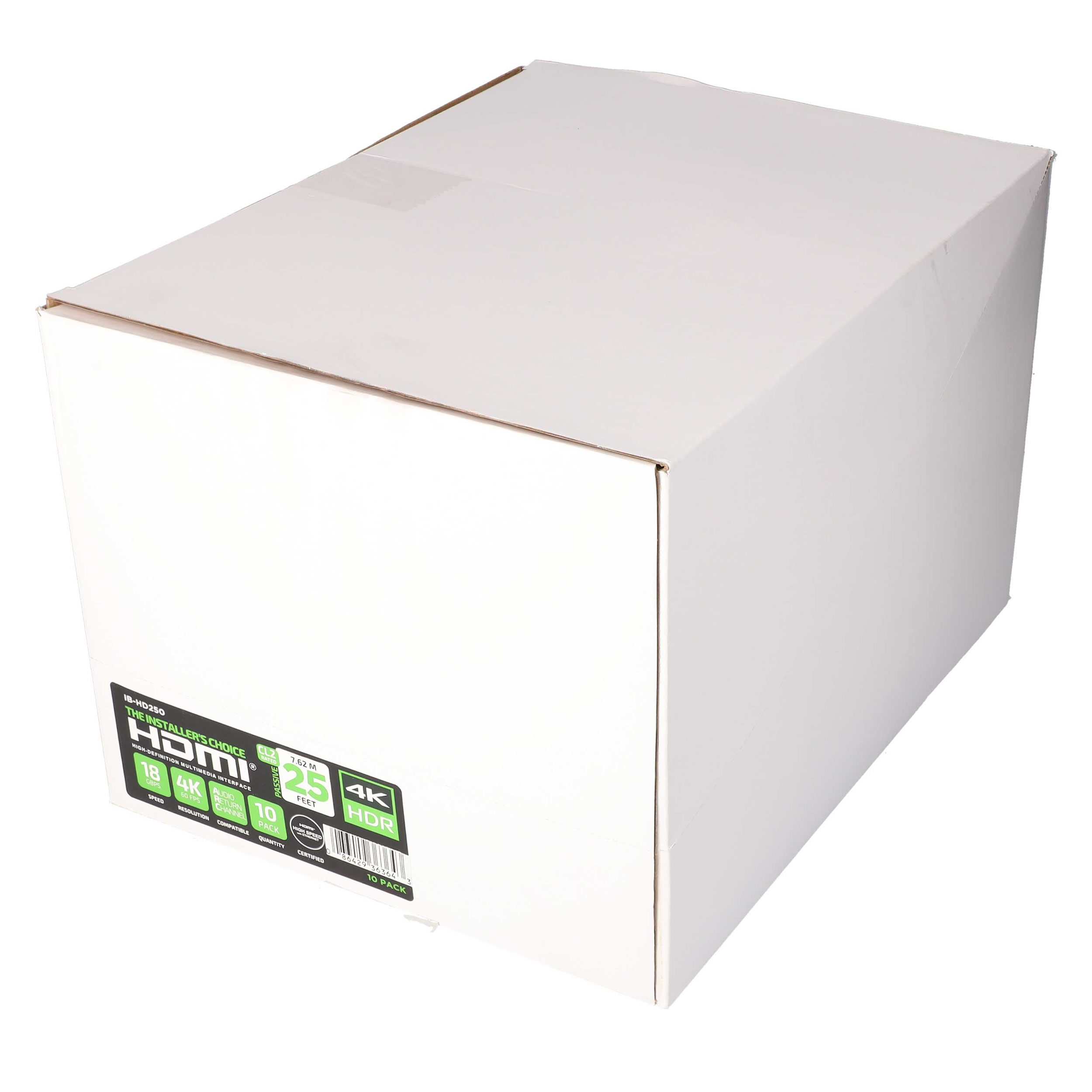 25FT HDMI CABLE 18GBPS HIGH SPEED, ARC/EARC, 10PK SHELF PACK