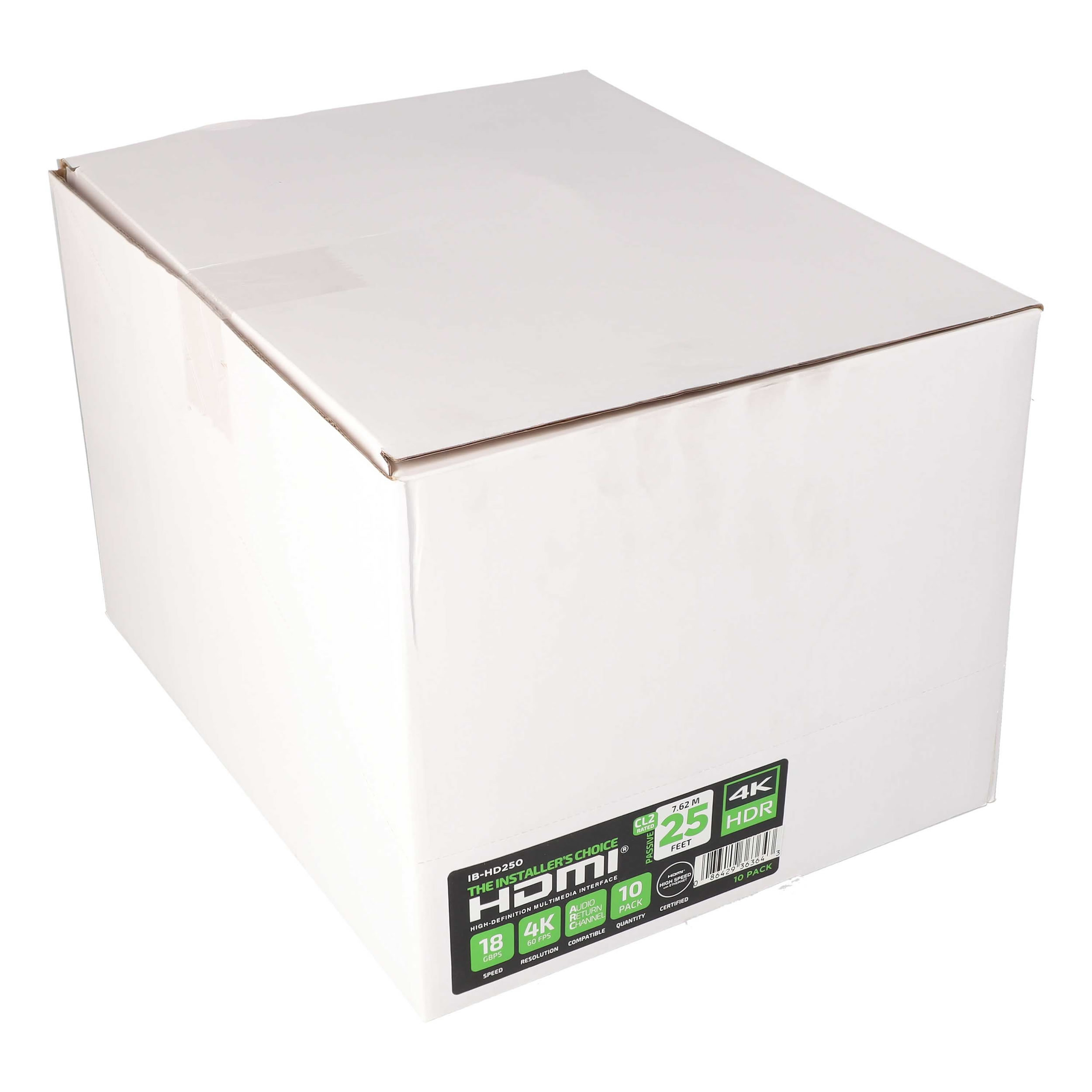 25FT HDMI CABLE 18GBPS HIGH SPEED, ARC/EARC, 10PK SHELF PACK