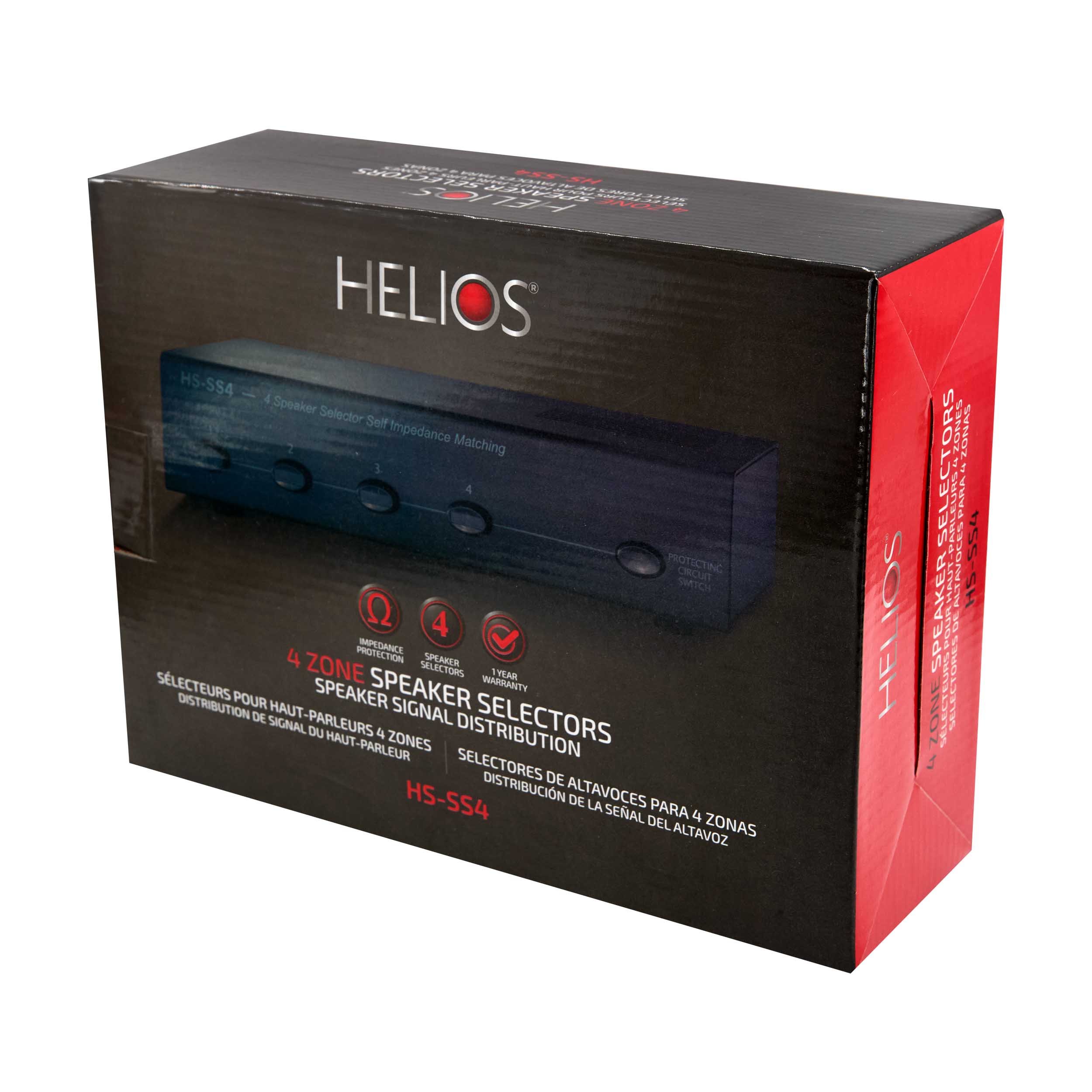 4 ZONE SPEAKER SELECTOR WITH IMPEDANCE PROTECTION, LOW PROFILE