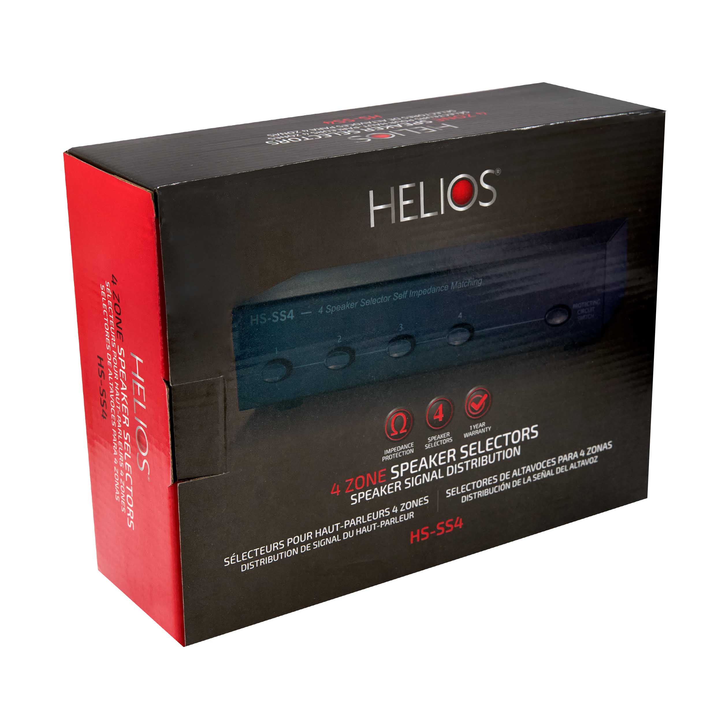 4 ZONE SPEAKER SELECTOR WITH IMPEDANCE PROTECTION, LOW PROFILE