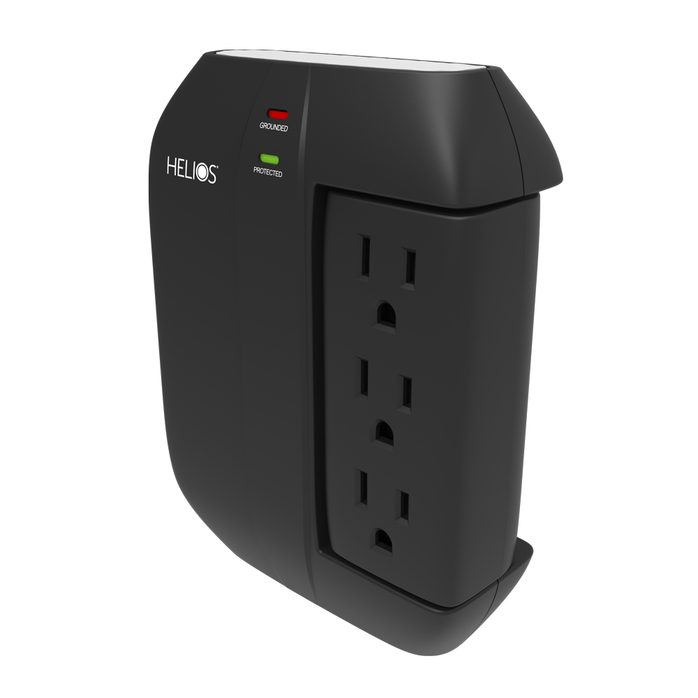 5-OUTLET 450J SURGE PROTECTOR WALL TAP WITH 2 USB 2.1A (BLACK)