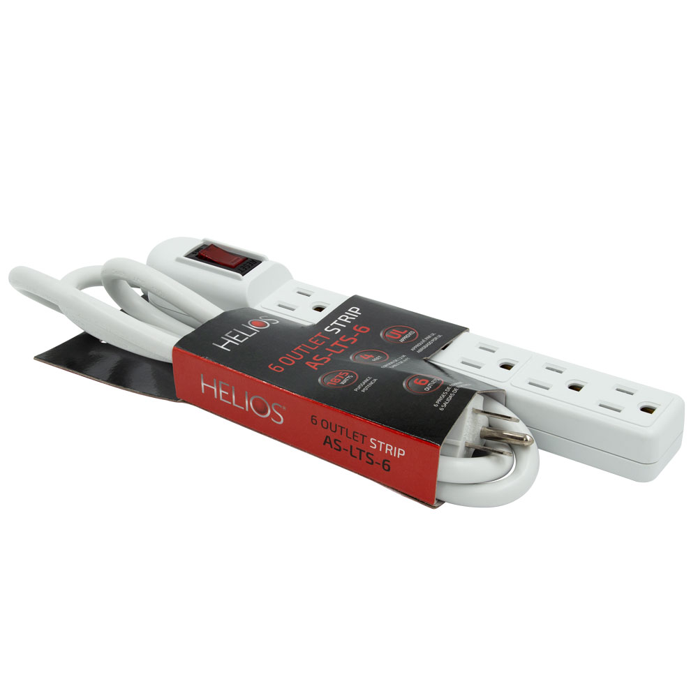 6-OUTLET POWER STRIP, UL, STRAIGHT PLUG, 4FT (WHITE)