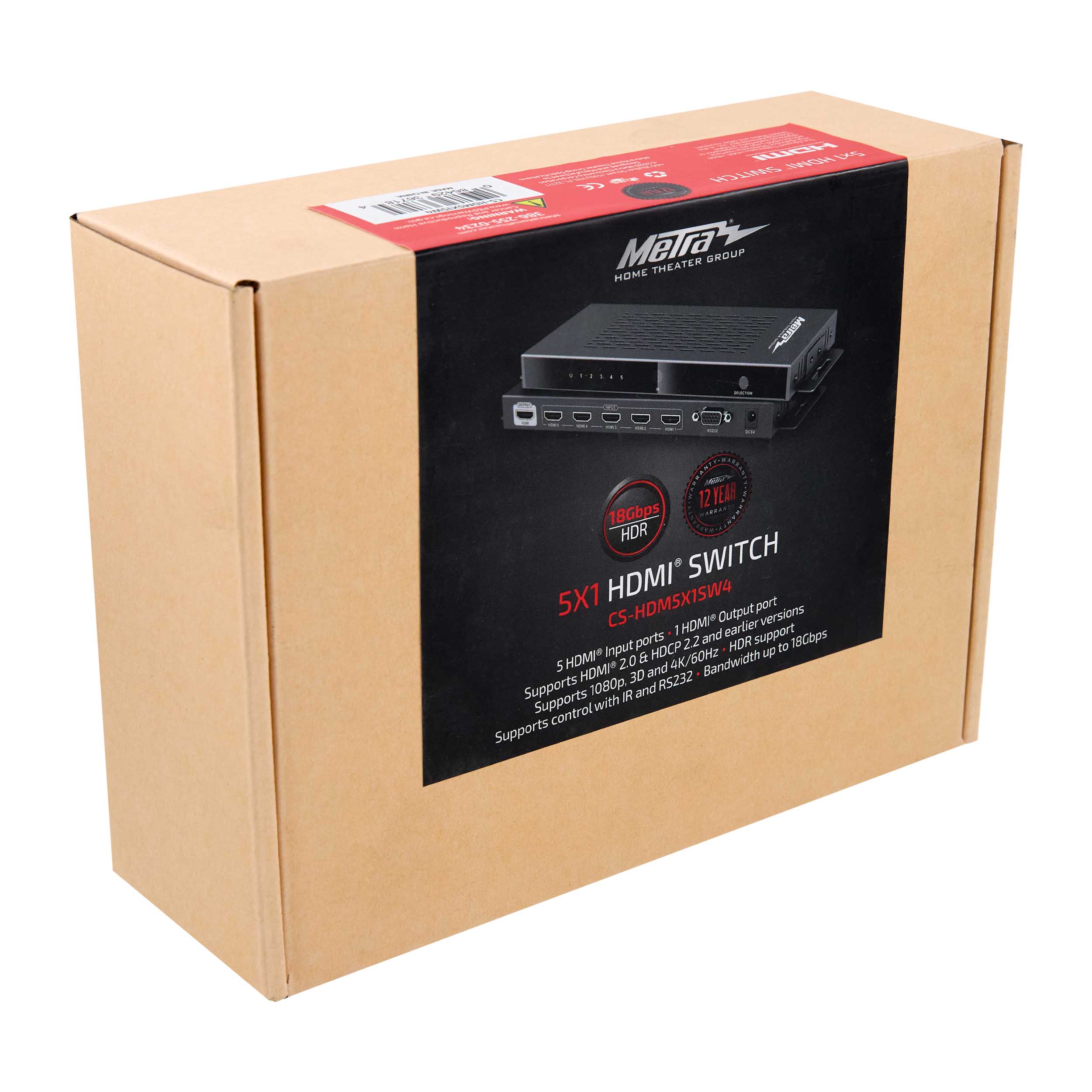 5-INPUT 1-OUTPUT HDMI 2.0 & HDCP 2.2 SWITCH, IR & RS232, 18 GBPS