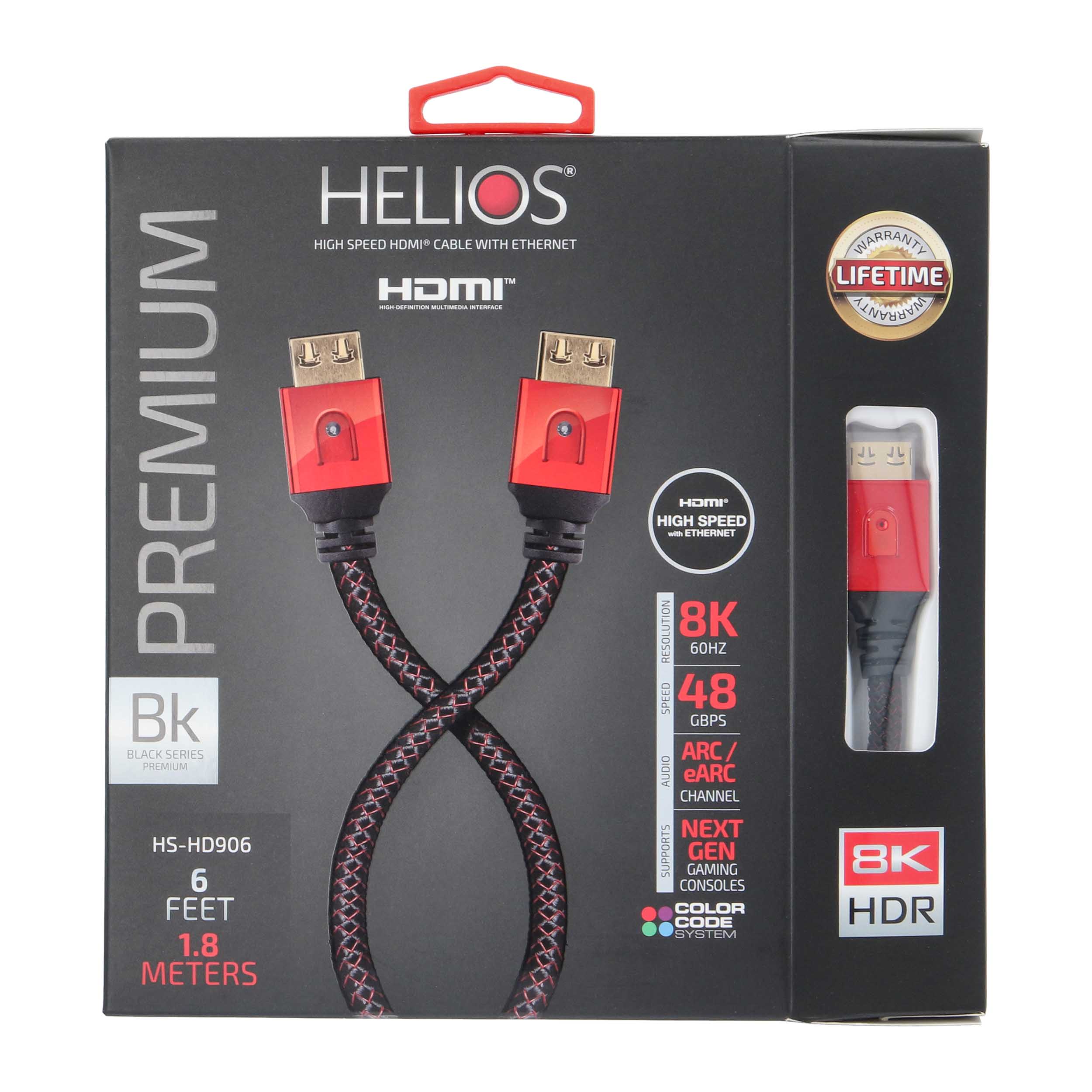 6FT BLK SERIES HDMI CBL 48GBPS ULTI HIGH SPEED ARC/EARC, GRIP-LOX CONN-BRAID JAC