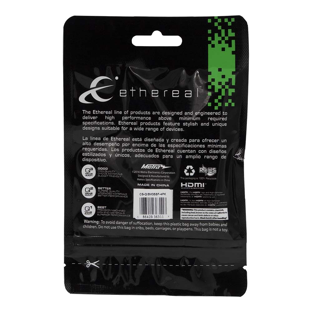 1/4 INCH STEREO PLUG TO 3.5MM STEREO JACK ADAPTER (4 PACK)