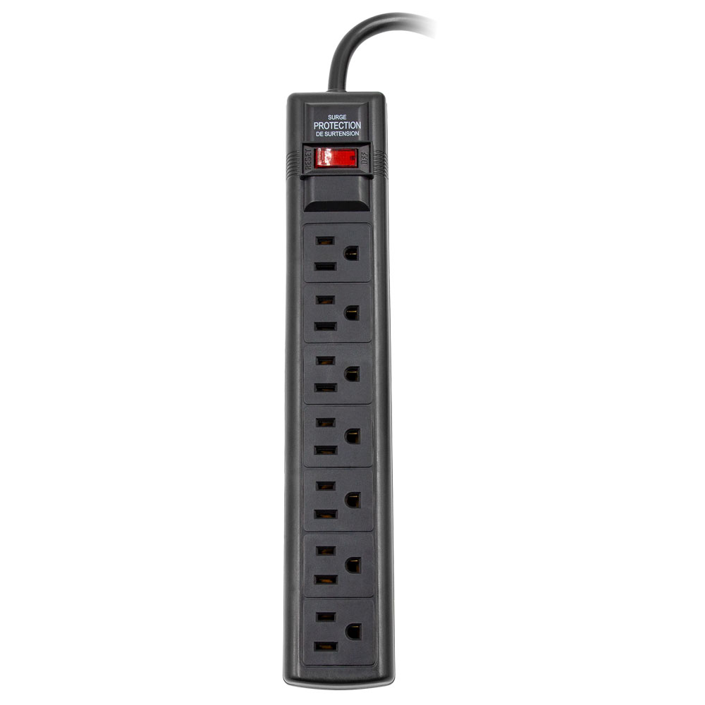 7-OUTLET 900J SURGE PROTECTOR POWER STRIP, 4FT (BLACK)