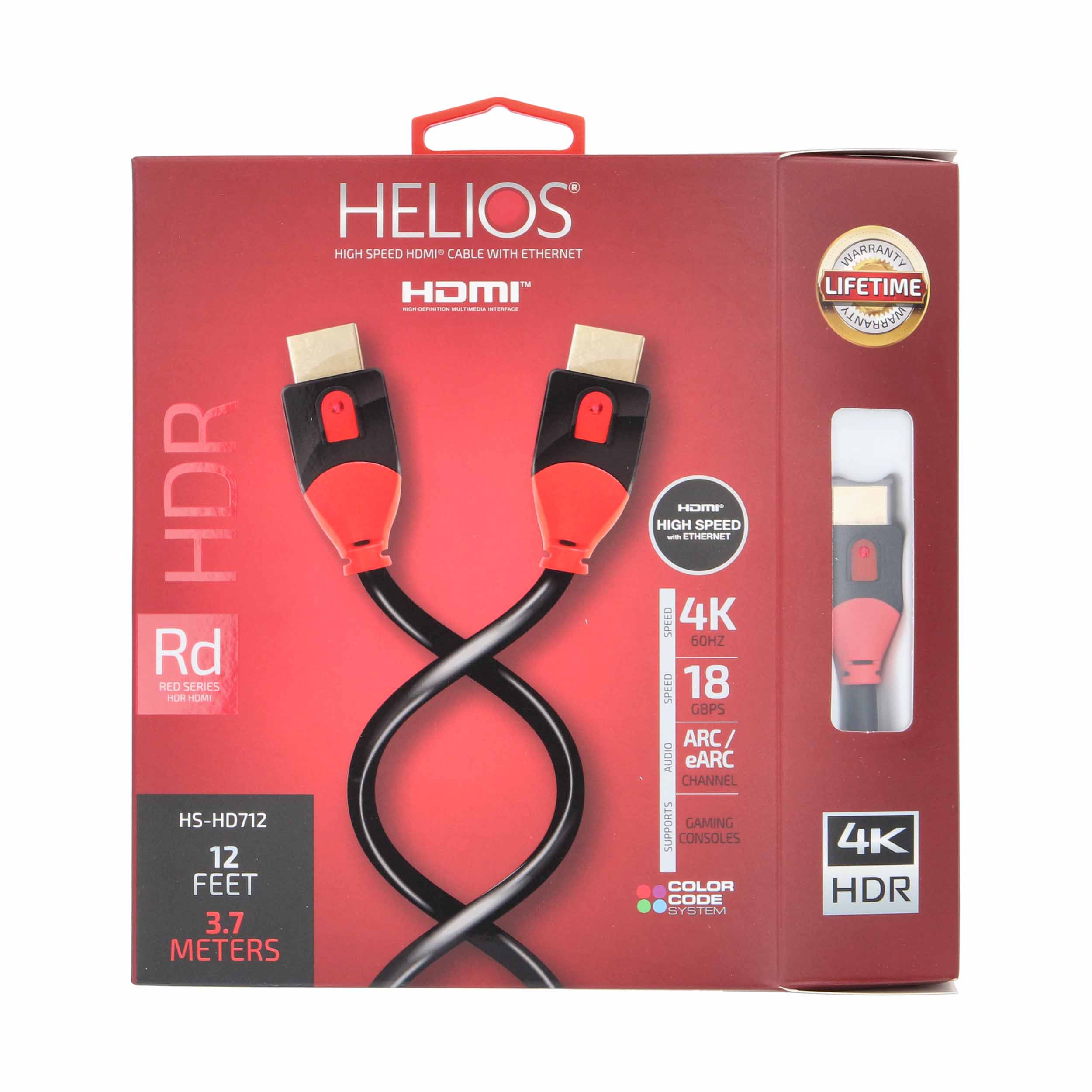 12FT RED SERIES HDMI CABLE 18GBPS HIGH SPEED, ARC/EARC