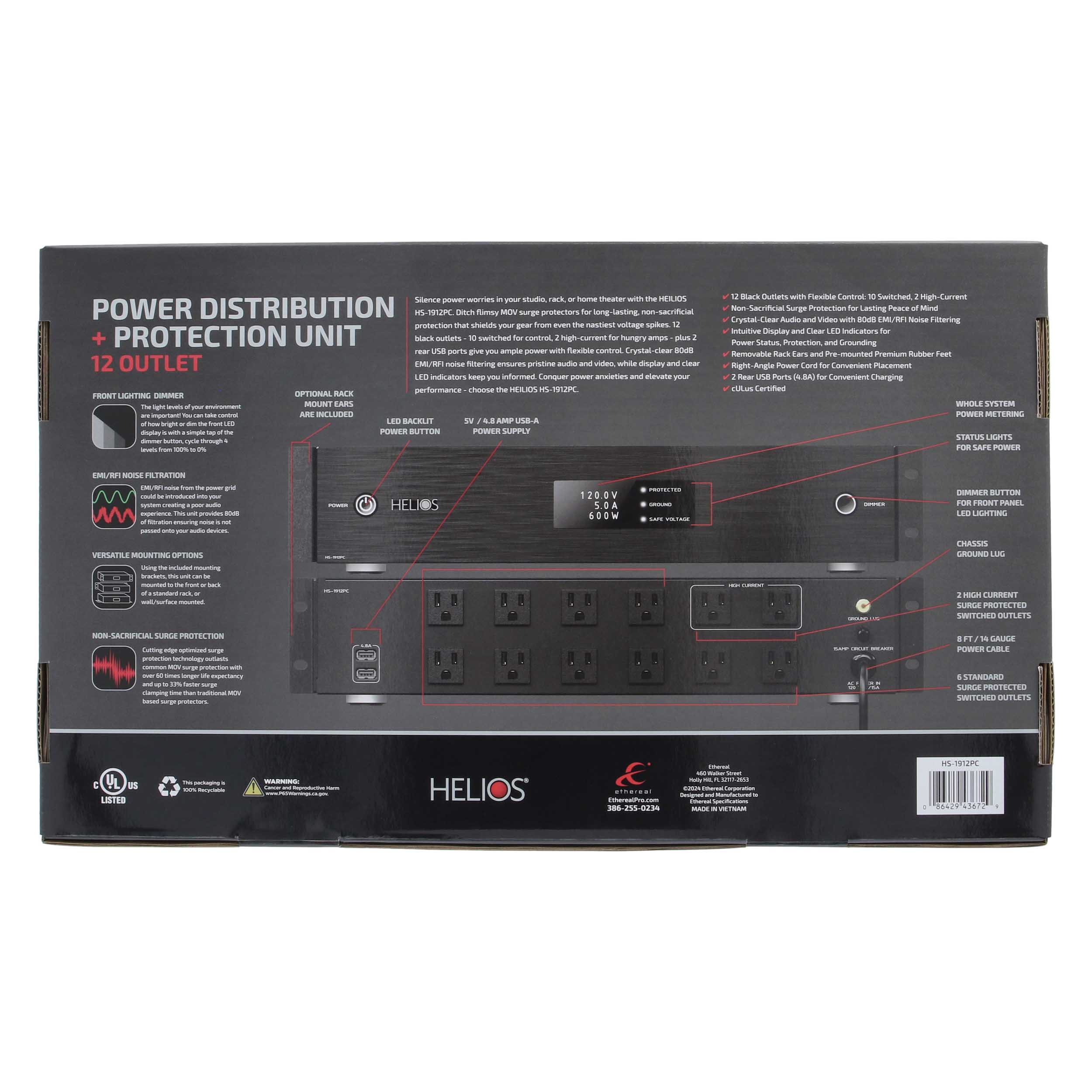 12 OUTLET RACK MOUNTABLE PWR CONDITIONER W/ONS3 NON-SACRIFICIAL SURGE PROTECTION