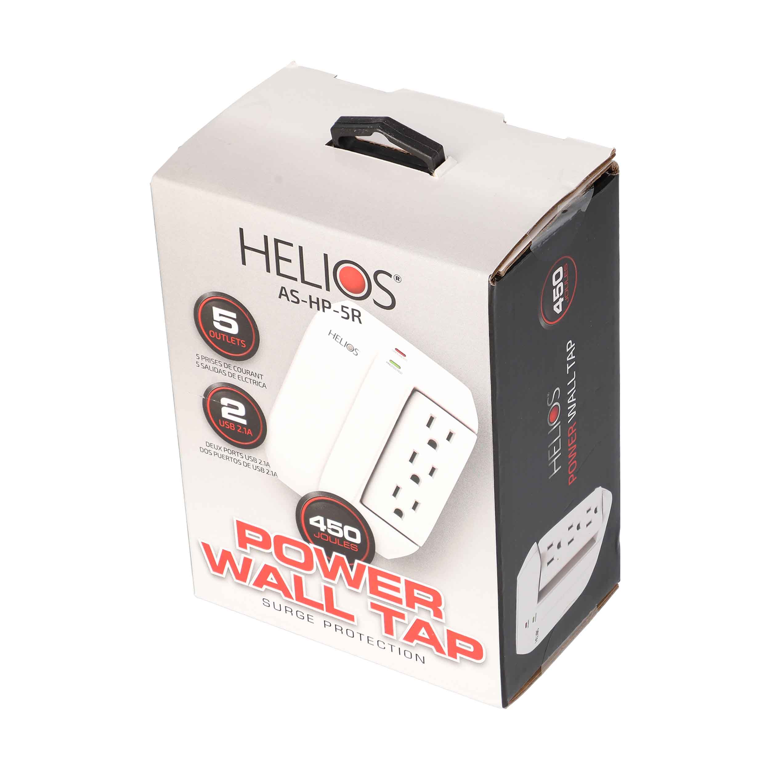 5-OUTLET 450J SURGE PROTECTOR WALL TAP WITH 2 USB 2.1A (WHITE)