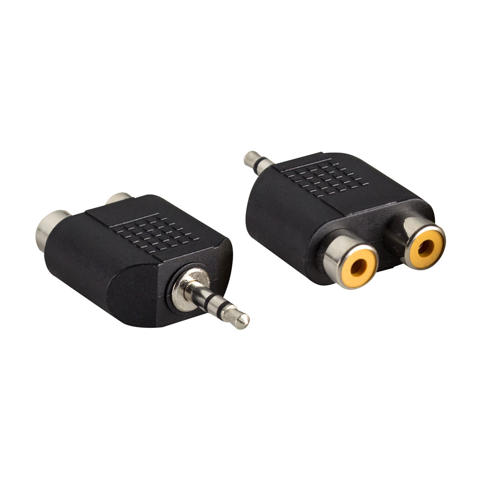 3.5MM STEREO MALE TO 2 RCA FEMALE AUDIO CONNECTOR ADAPTER