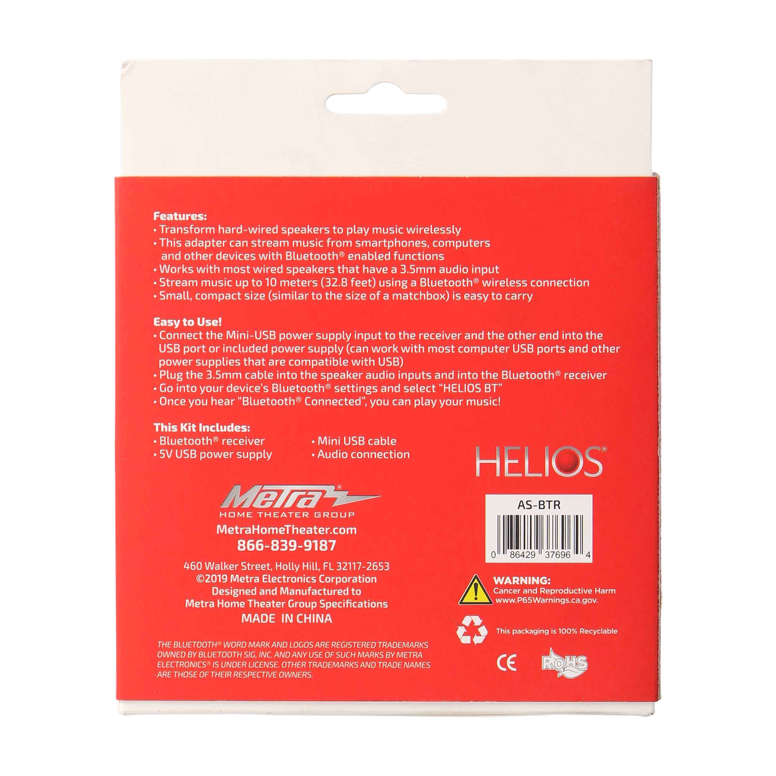 BLUETOOTH RECEIVER TO 3.5MM STEREO AUDIO OUTPUT