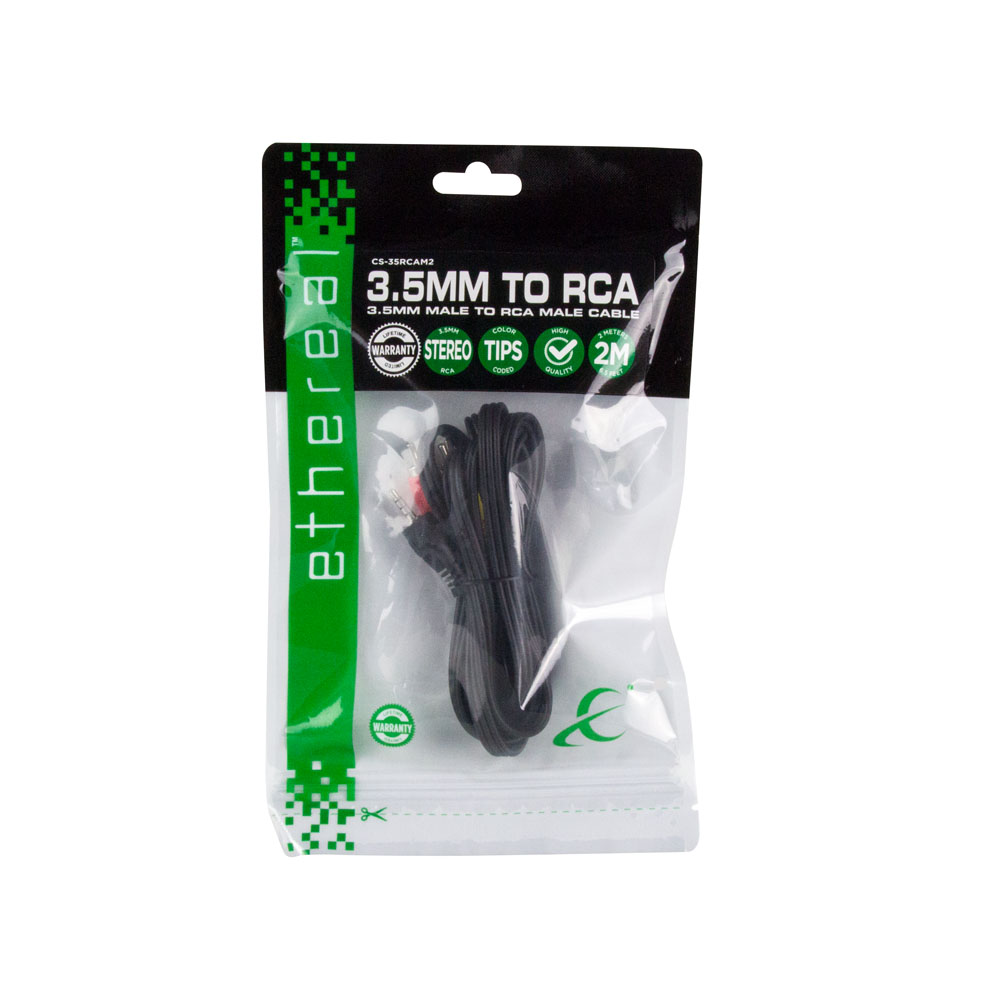 3.5MM AUX MALE TO 3 RCA MALE AUDIO VIDEO ADAPTER CABLE, 2M