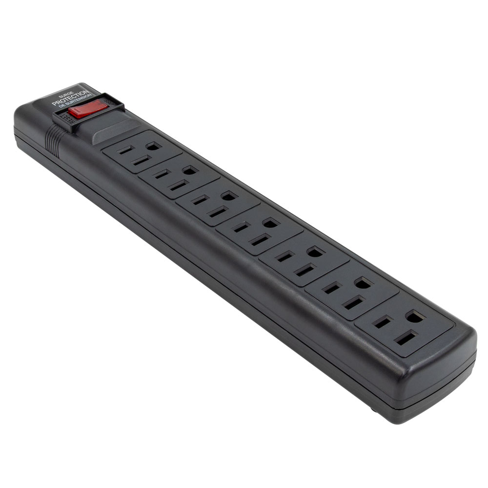 7-OUTLET 900J SURGE PROTECTOR POWER STRIP, 4FT (BLACK)