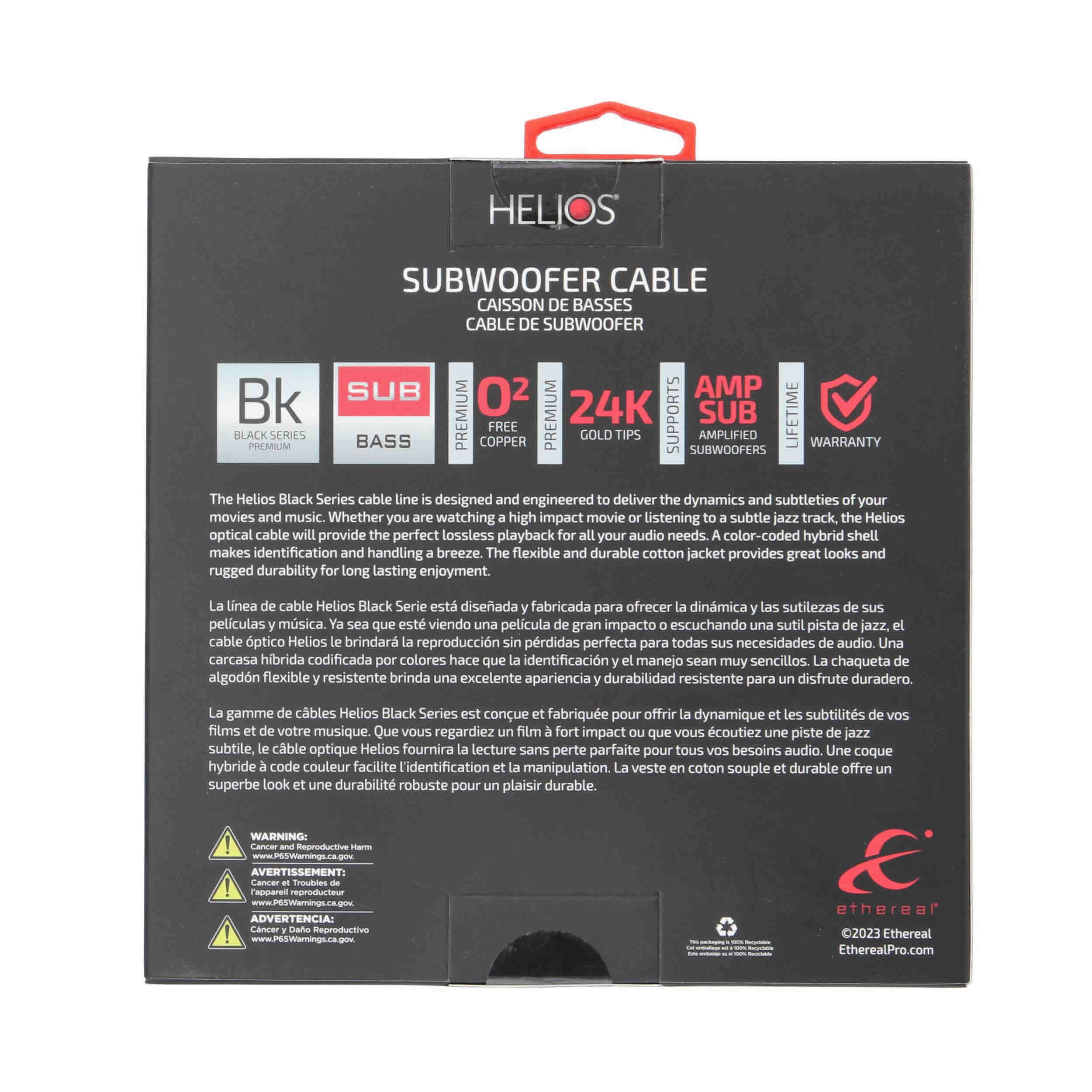 16FT BLACK SERIES SUBWOOFER AUDIO CABLE BRAIDED JACKET