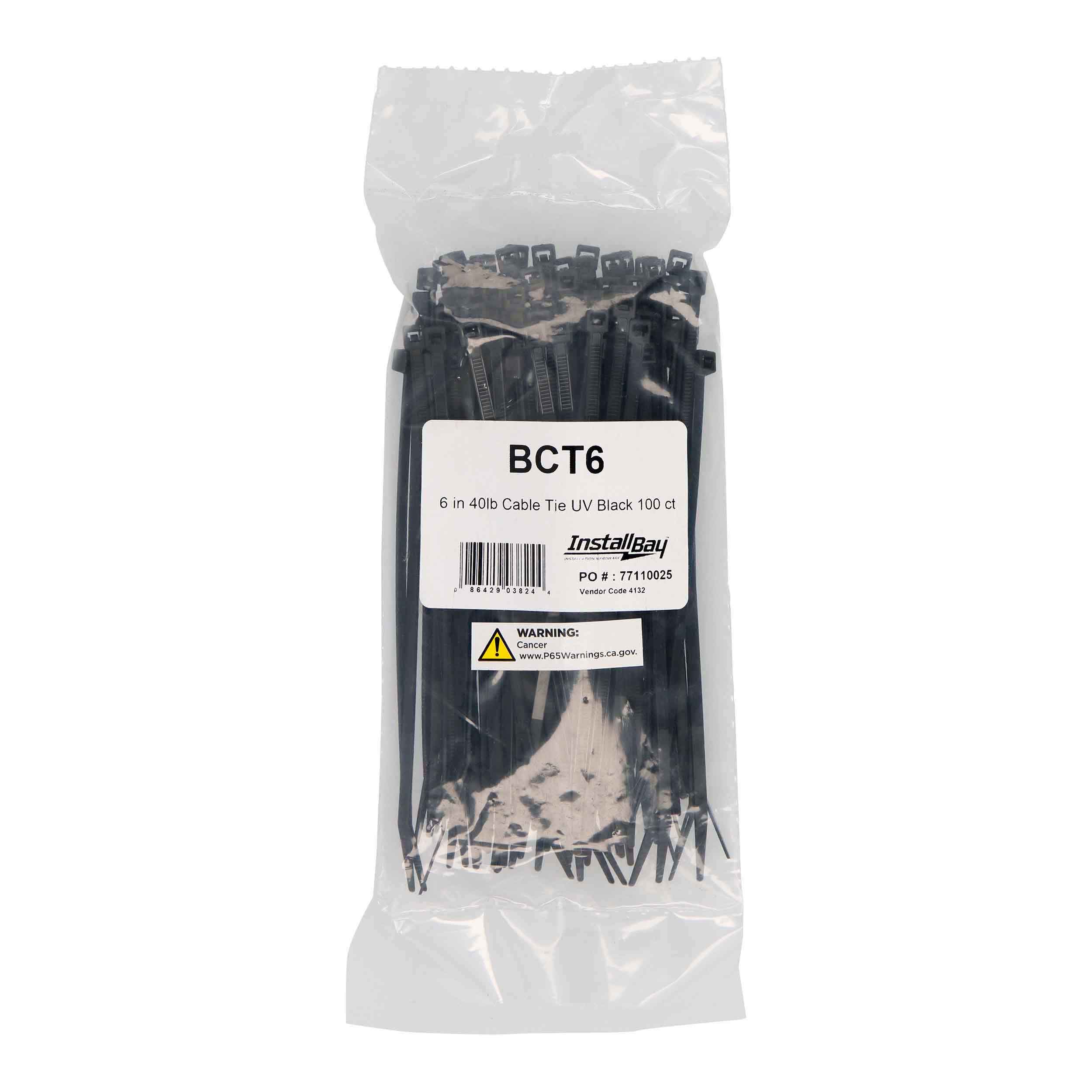6-INCH CABLE ZIP TIES, BLACK (100 PACK)