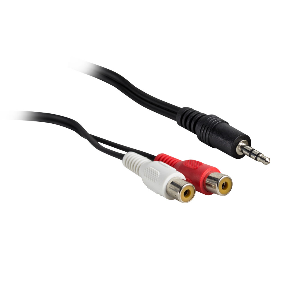 3.5MM STEREO MALE TO 2 RCA FEMALE AUDIO CABLE, 3FT