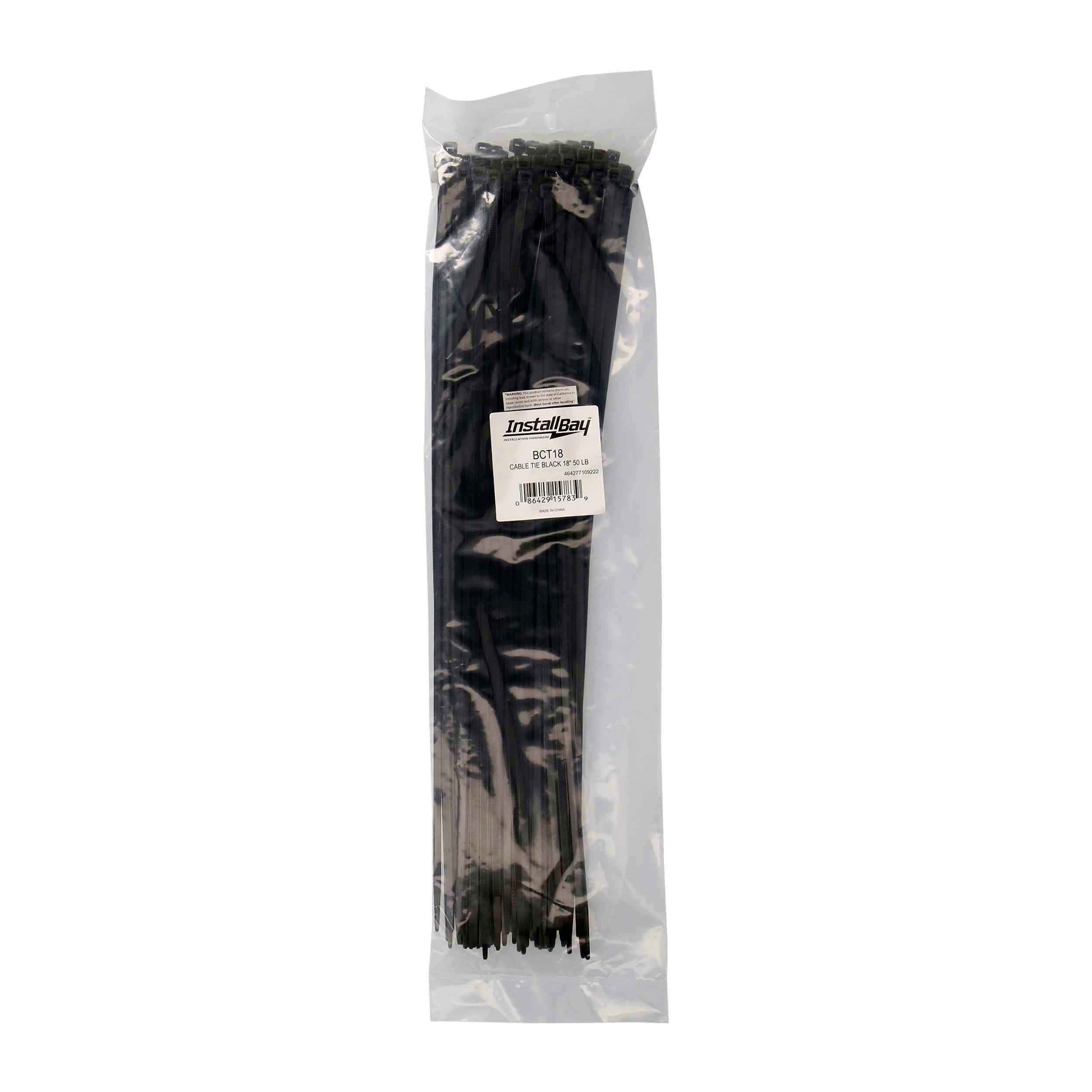18-INCH CABLE ZIP TIES, BLACK (100 PACK)